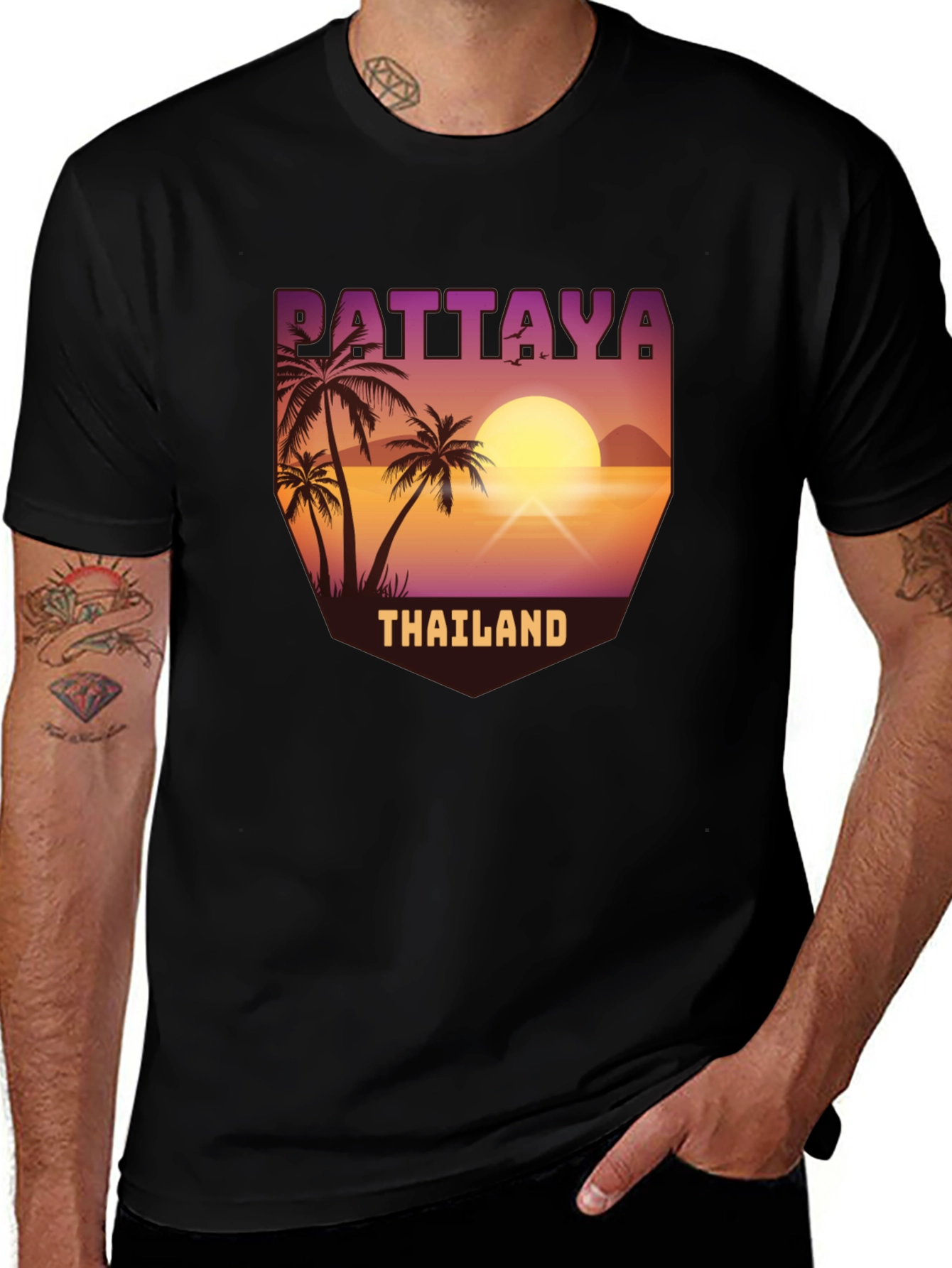 Variant 5 of Pattaya Thailand Black Graphic T-Shirt