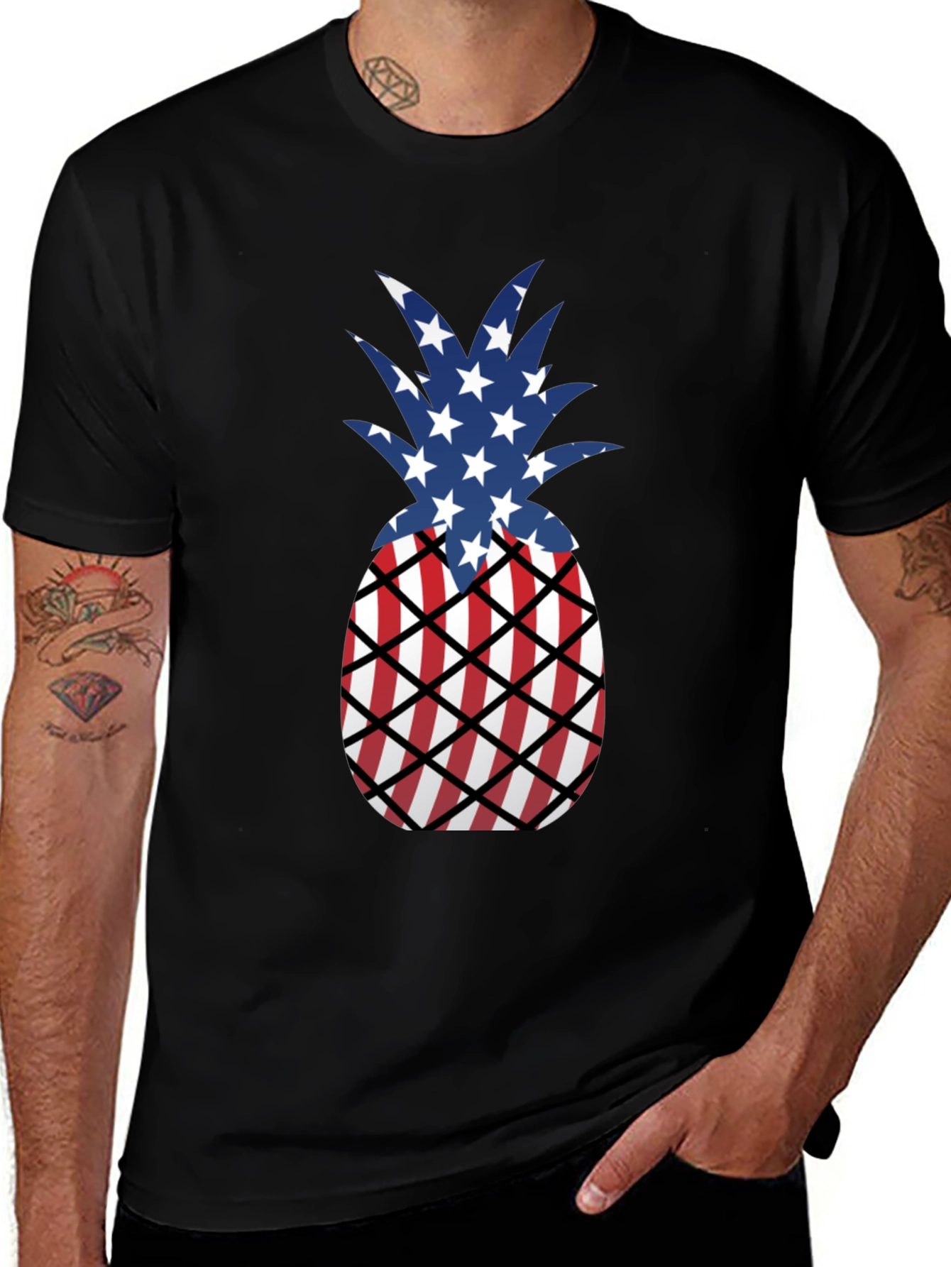 Variant 13 of Patriotic Pineapple T-Shirt - USA Flag Design
