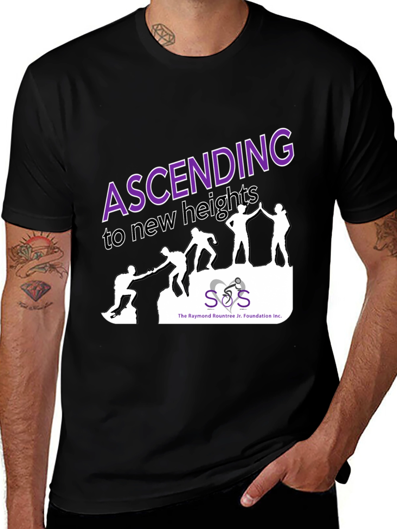 Variant 10 of Ascending Heights Graphic Tee - Black Cotton Blend