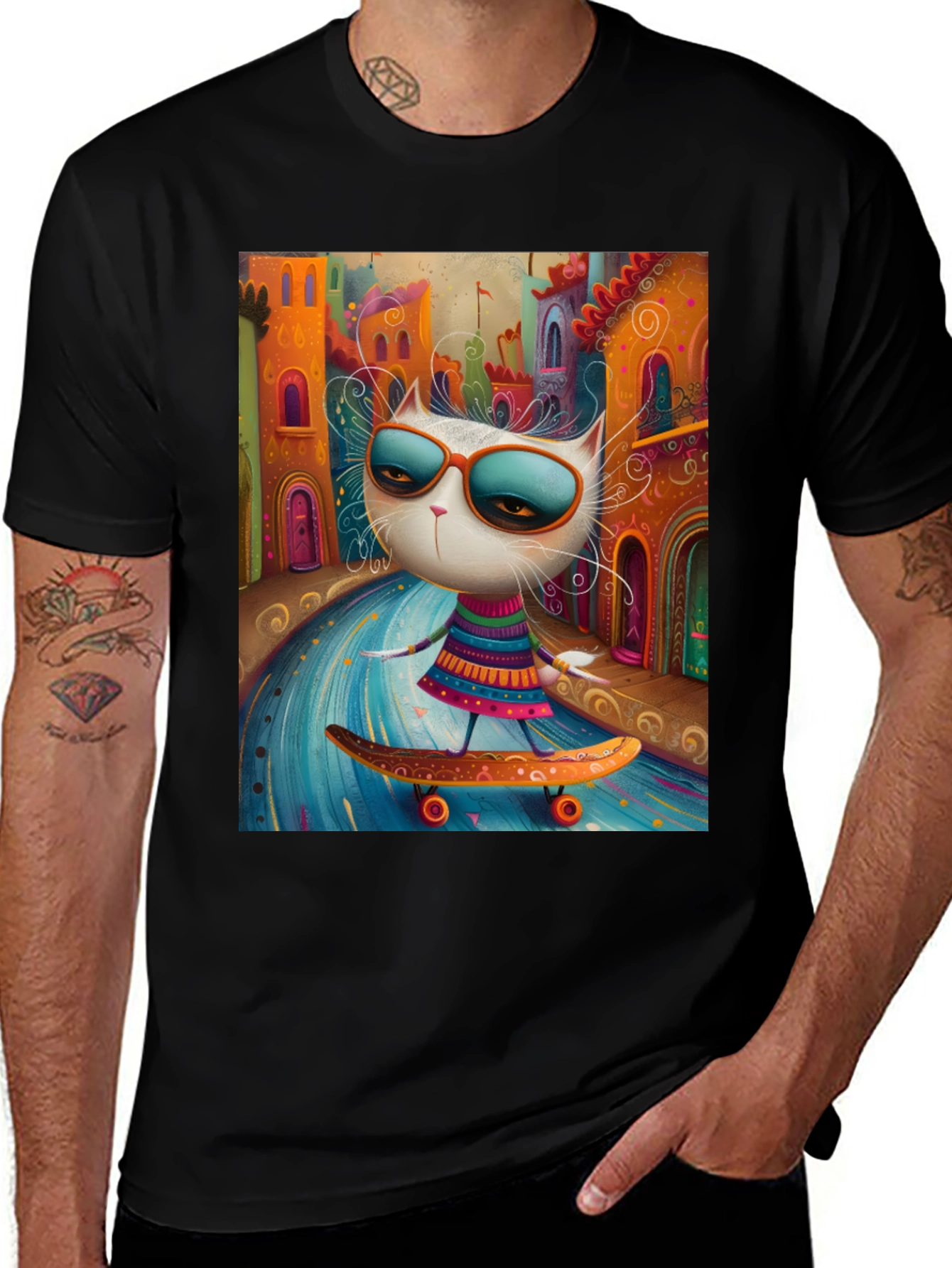 Variant 30 of Cool Cat Skateboard Graphic Tee