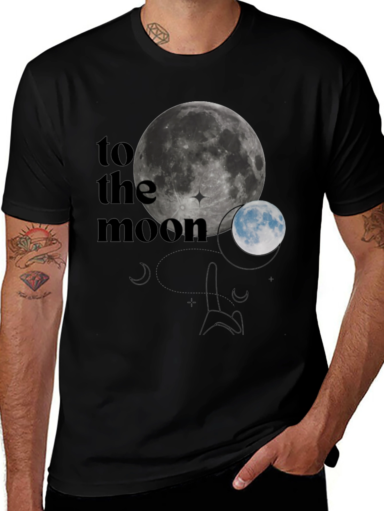 To The Moon Graphic T-Shirt - Black