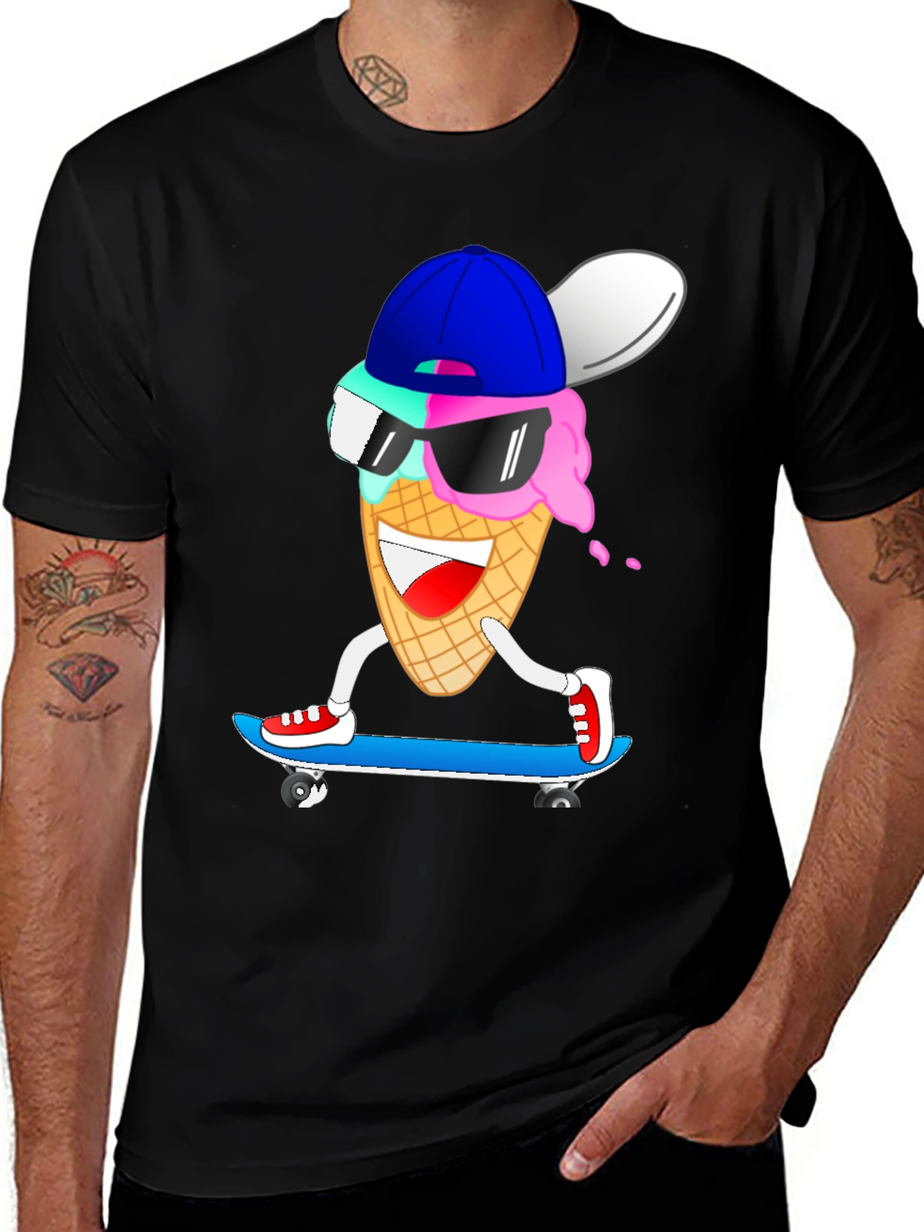 Variant 23 of Cool Ice Cream Cone Skateboarder T-Shirt