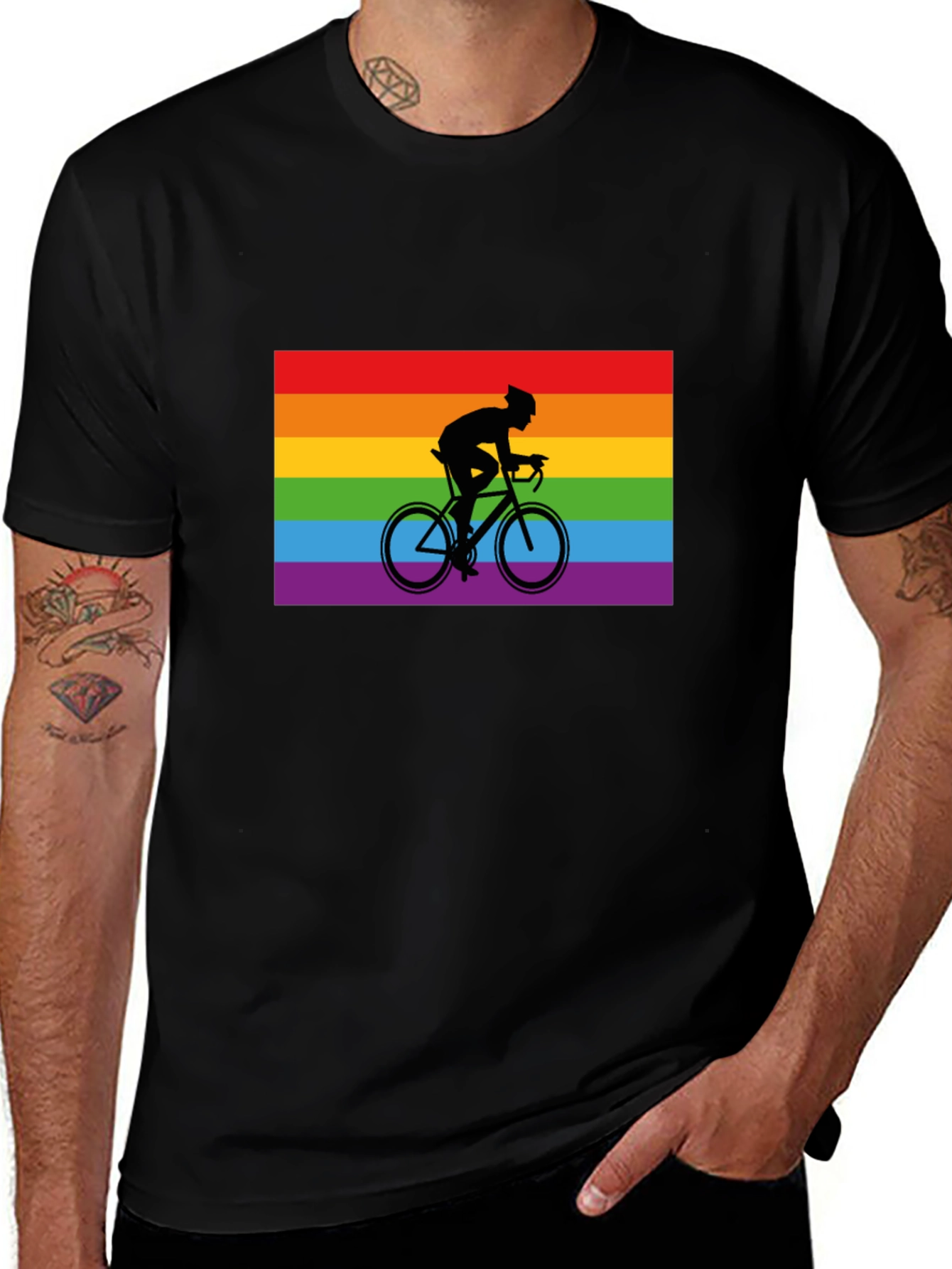 Variant 20 of Pride Cyclist Black T-Shirt - Ride with Pride