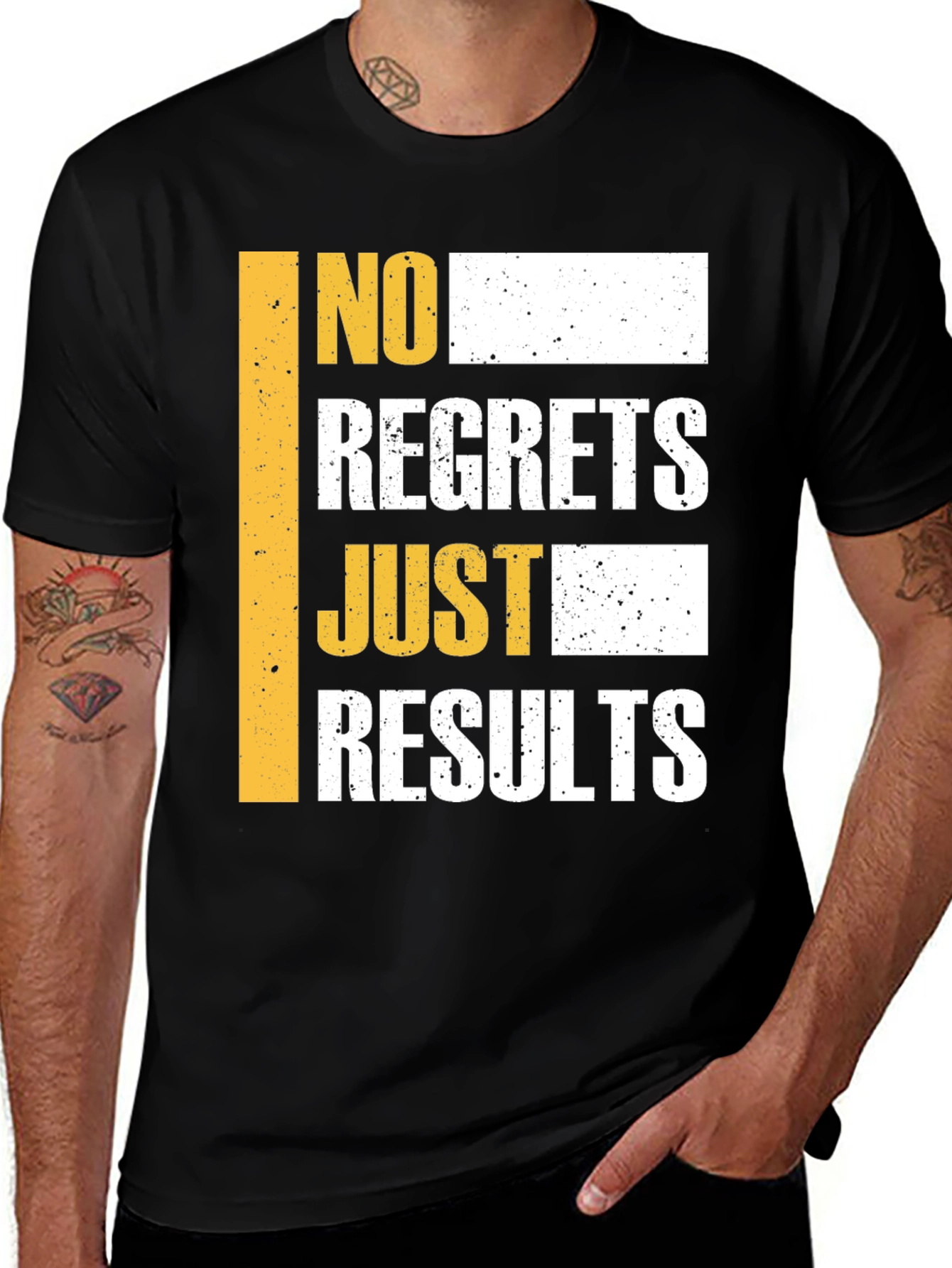 Variant 13 of No Regrets Just Results Graphic Tee - Motivational T-Shirt