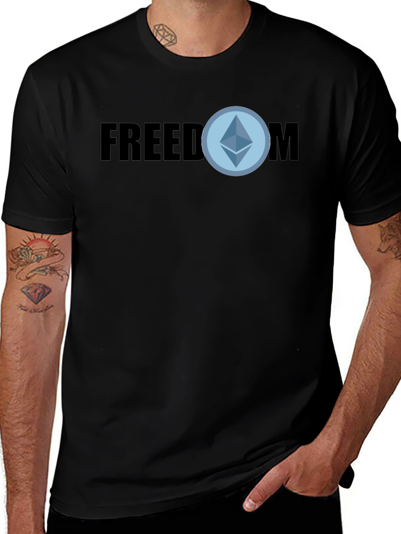 Variant 10 of Freedom Ethereum T-Shirt - Black Crypto Tee