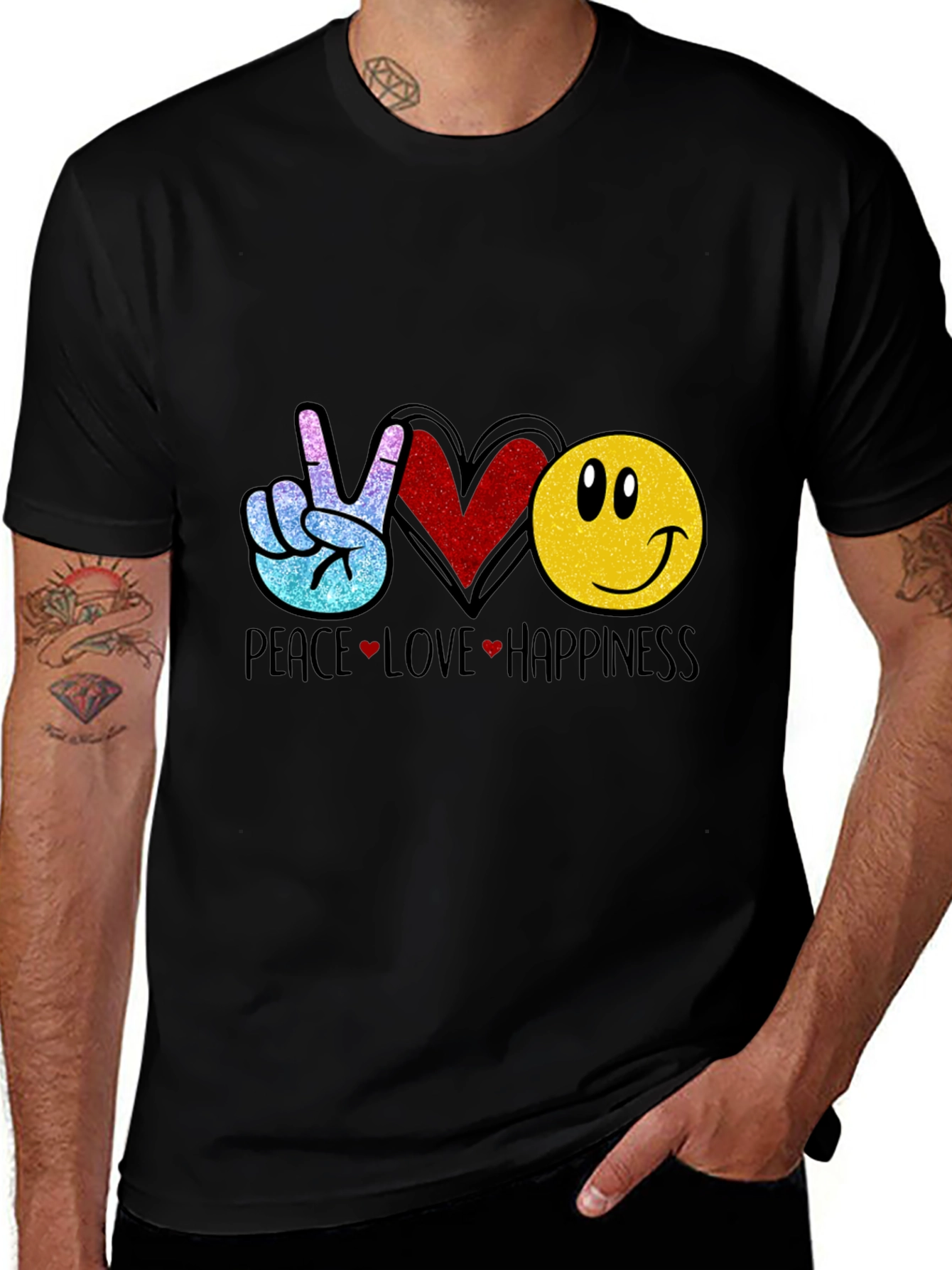 Variant 9 of Peace Love Happiness Graphic T-Shirt