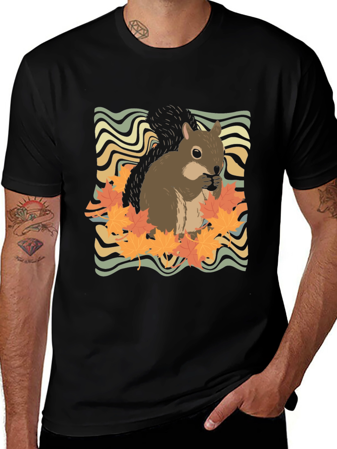 Variant 12 of Squirrel Fall Leaves Graphic T-Shirt