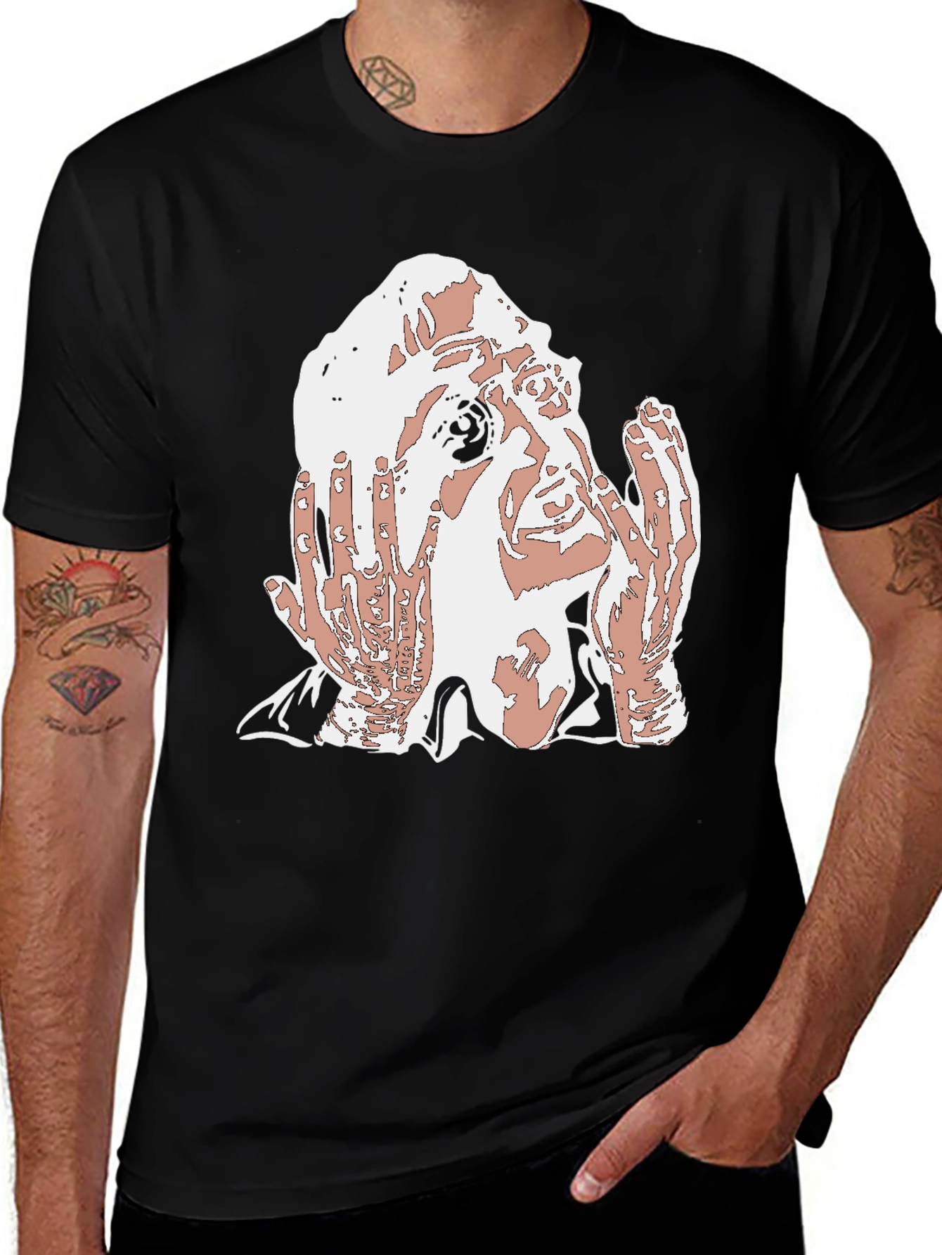 Variant 19 of Abstract Face Graphic Print Tee