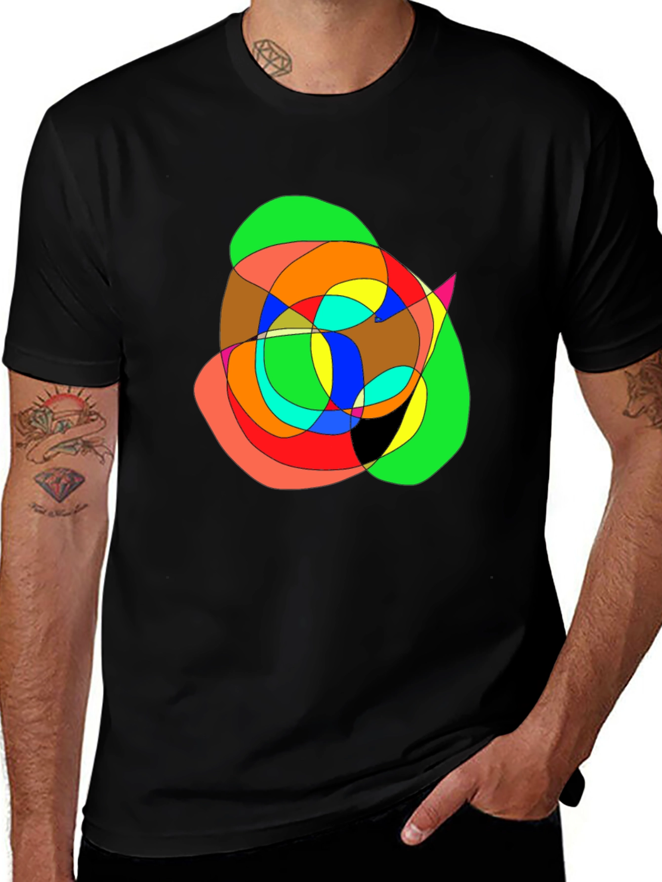 Variant 19 of Abstract Art Graphic Print Black T-Shirt