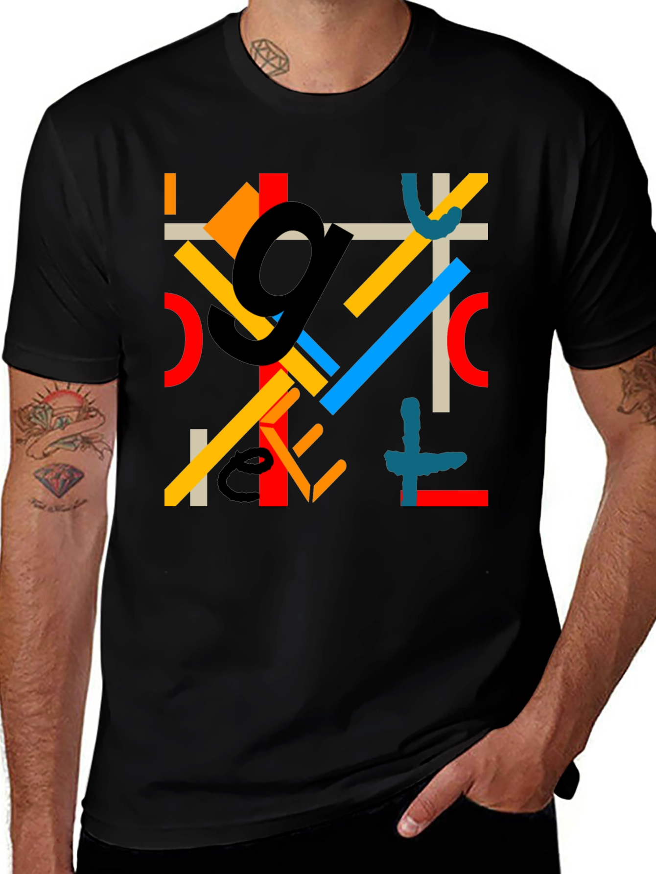 Variant 22 of Abstract Geometric Pattern Black T-Shirt
