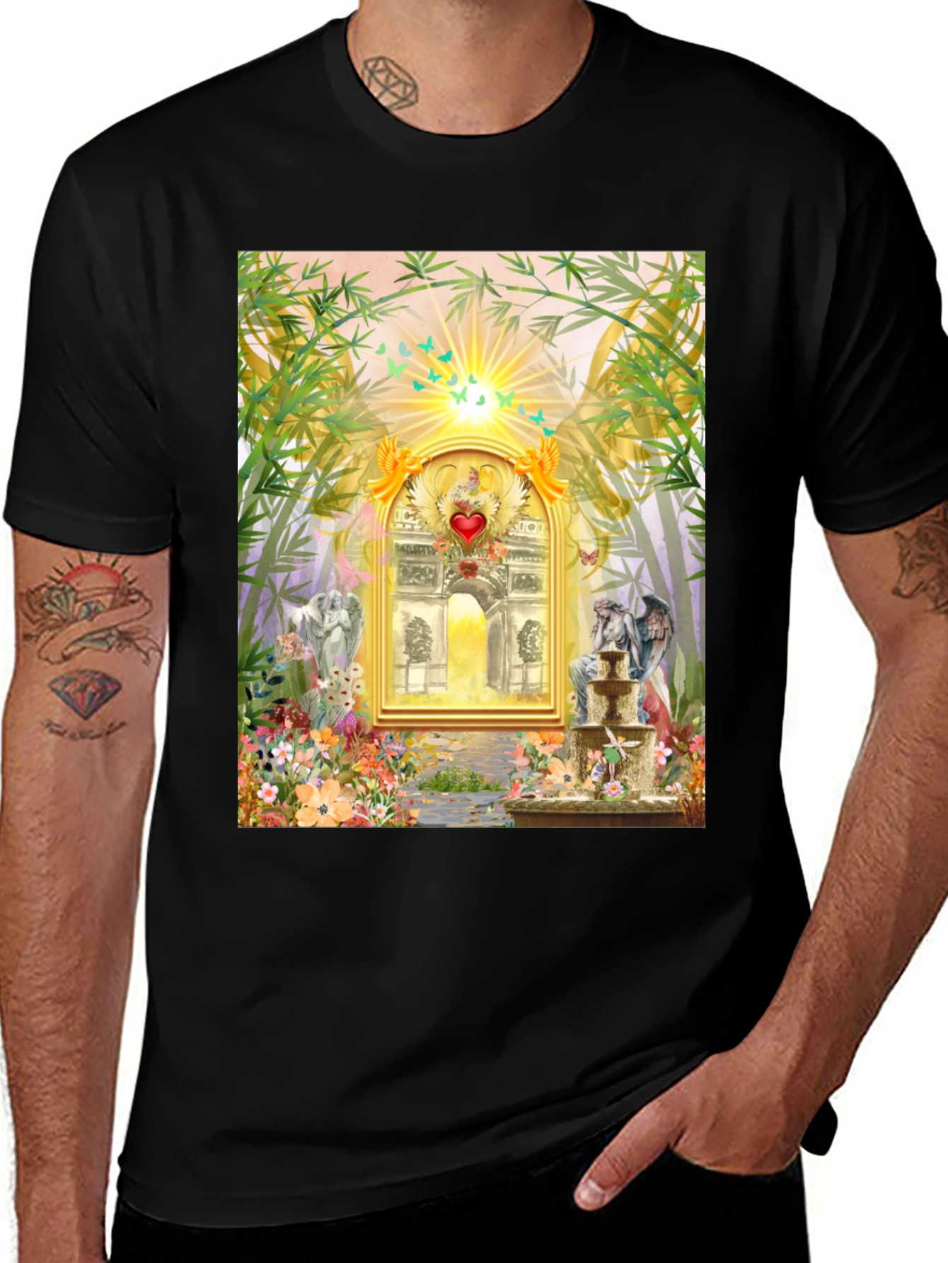 Romantic Archway Graphic Tee - Unique Artistic Design