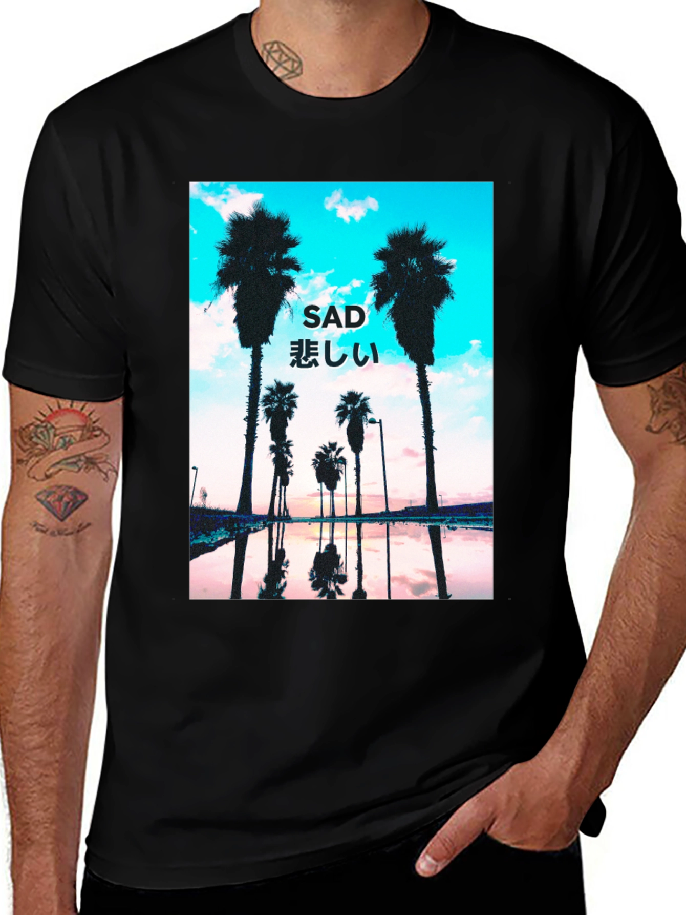 Variant 21 of Sad Aesthetic T-Shirt Palm Tree Graphic Tee