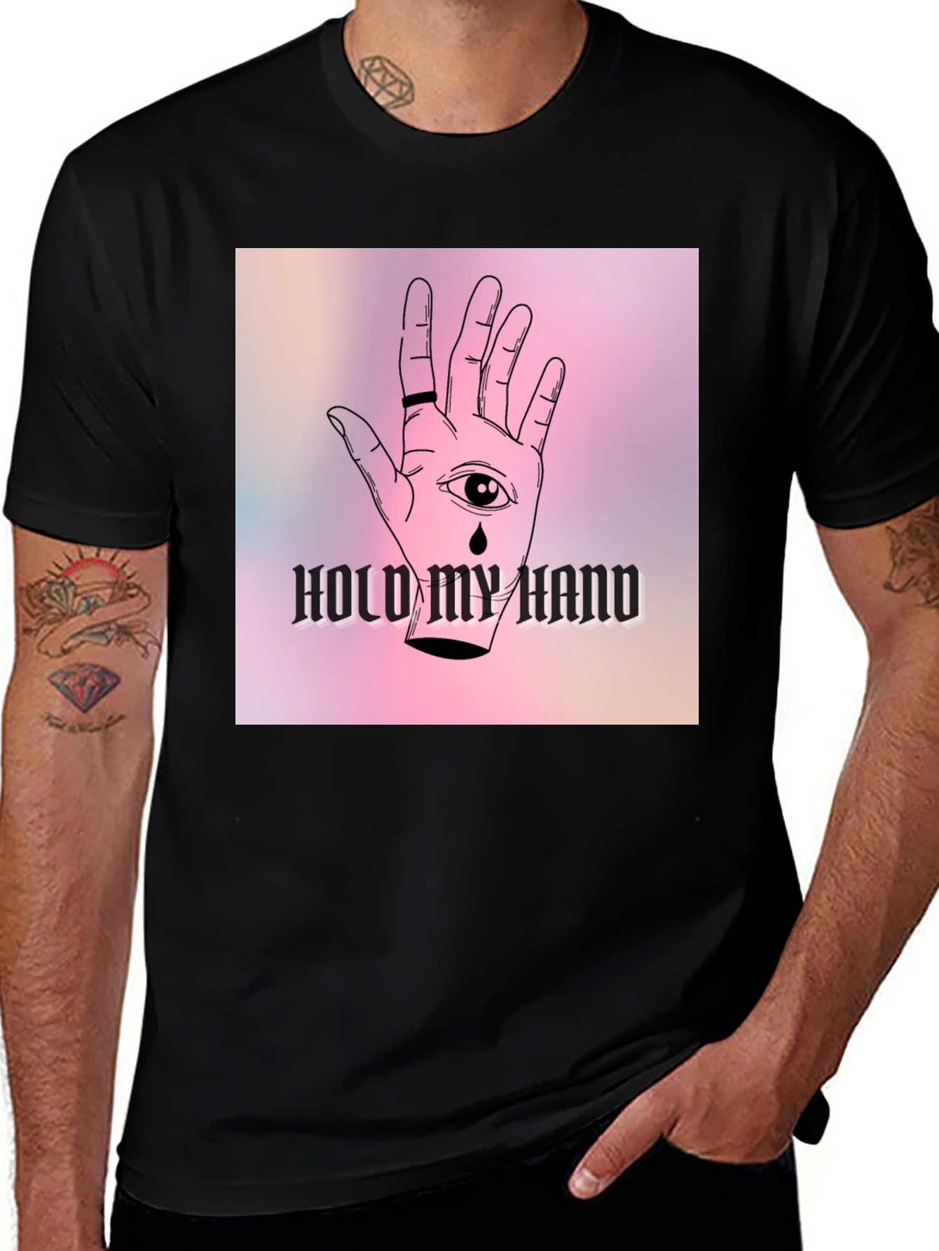 Hold My Hand Graphic Tee - Unisex Black T-Shirt
