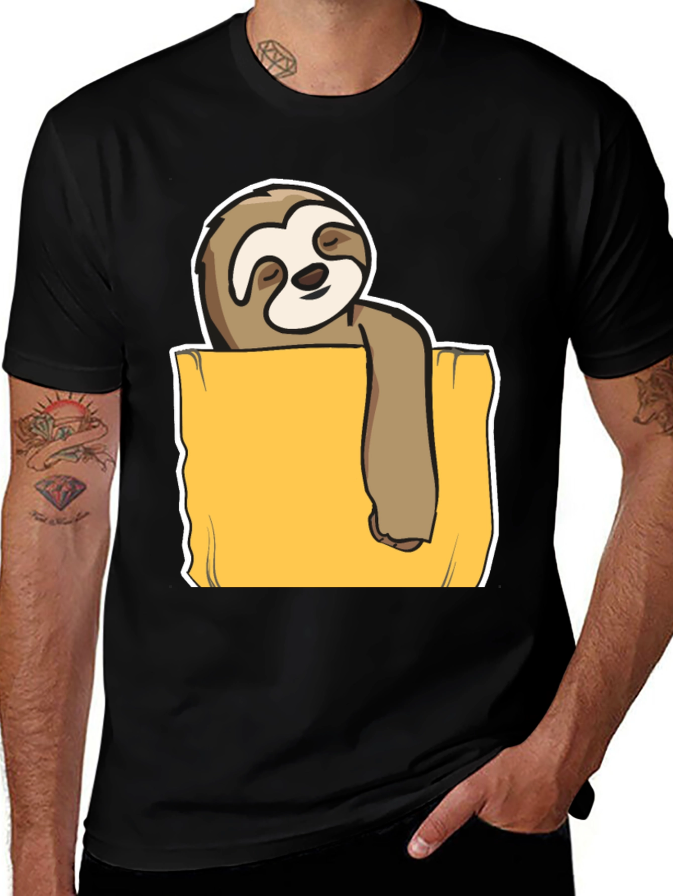 Variant 11 of Sloth Pocket T-Shirt - Relaxed Fit, Casual Style