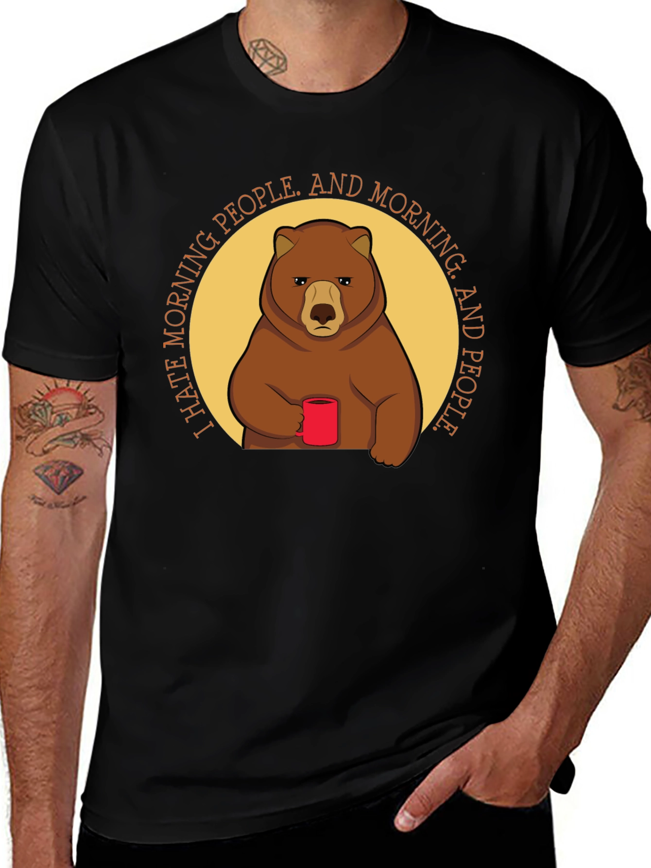 Variant 2 of I Hate Morning People Bear Graphic T-Shirt