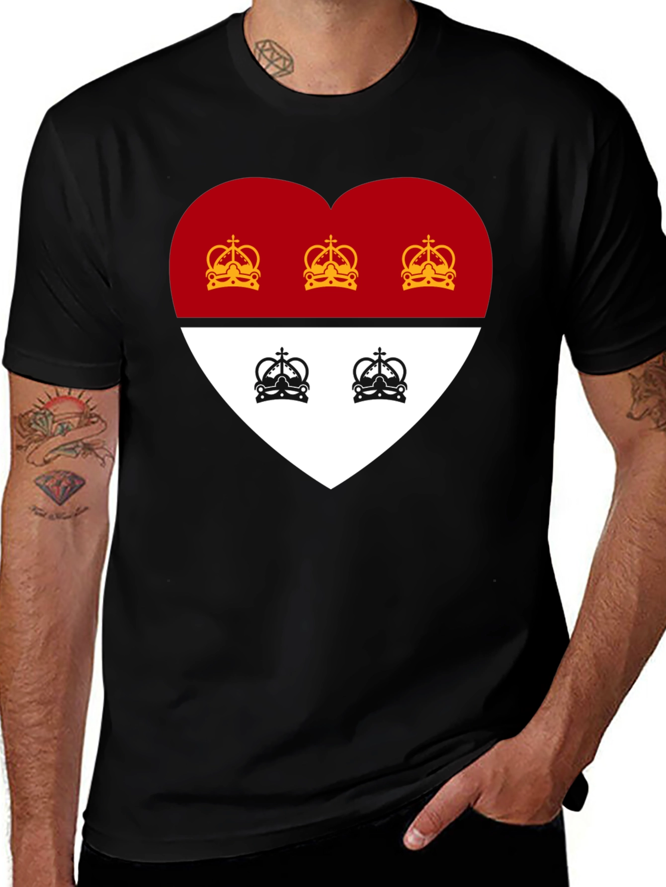 Variant 14 of Heart Crest Graphic Tee - Stylish Black T-Shirt