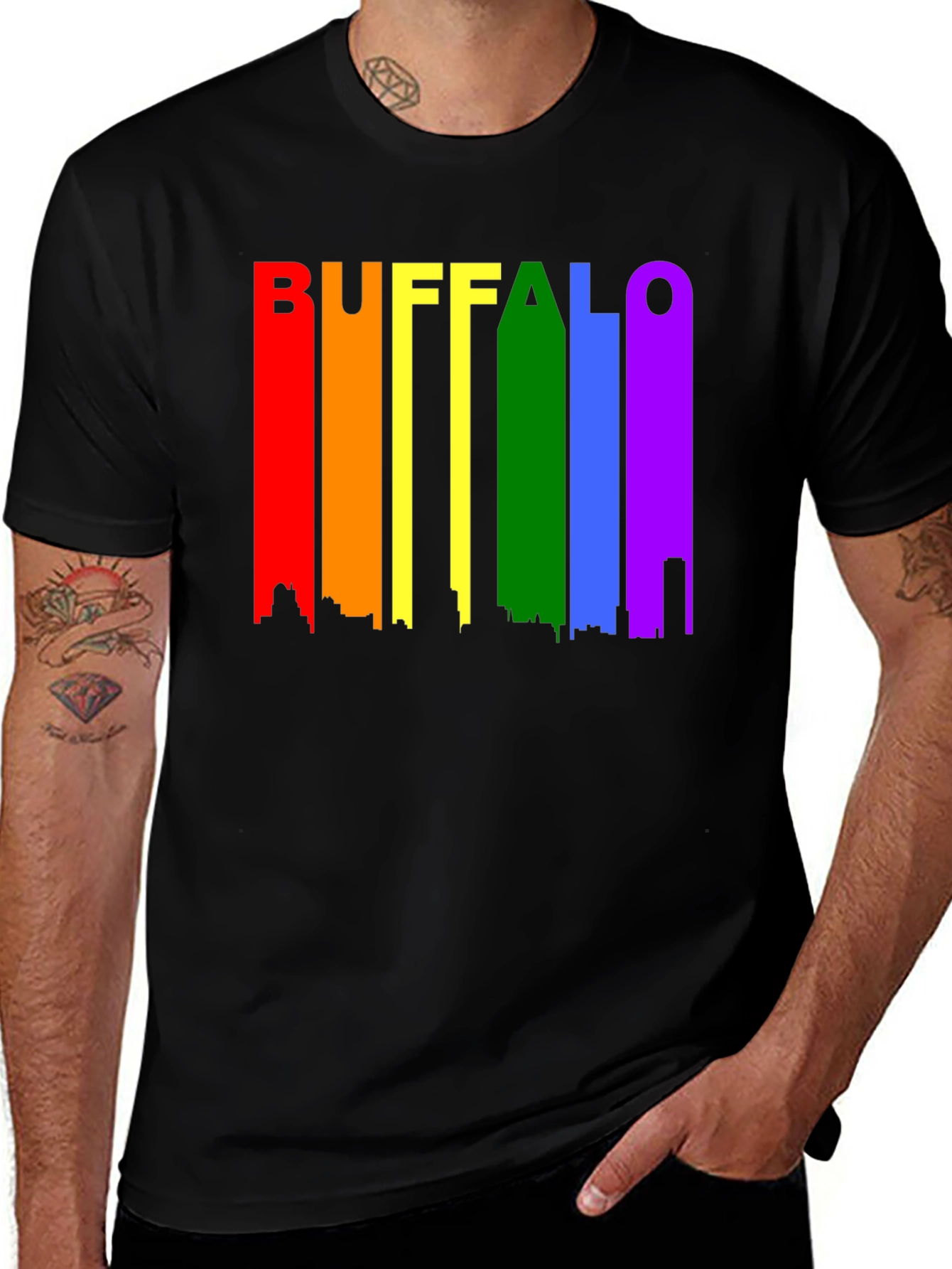 Buffalo Pride T-Shirt Rainbow Skyline