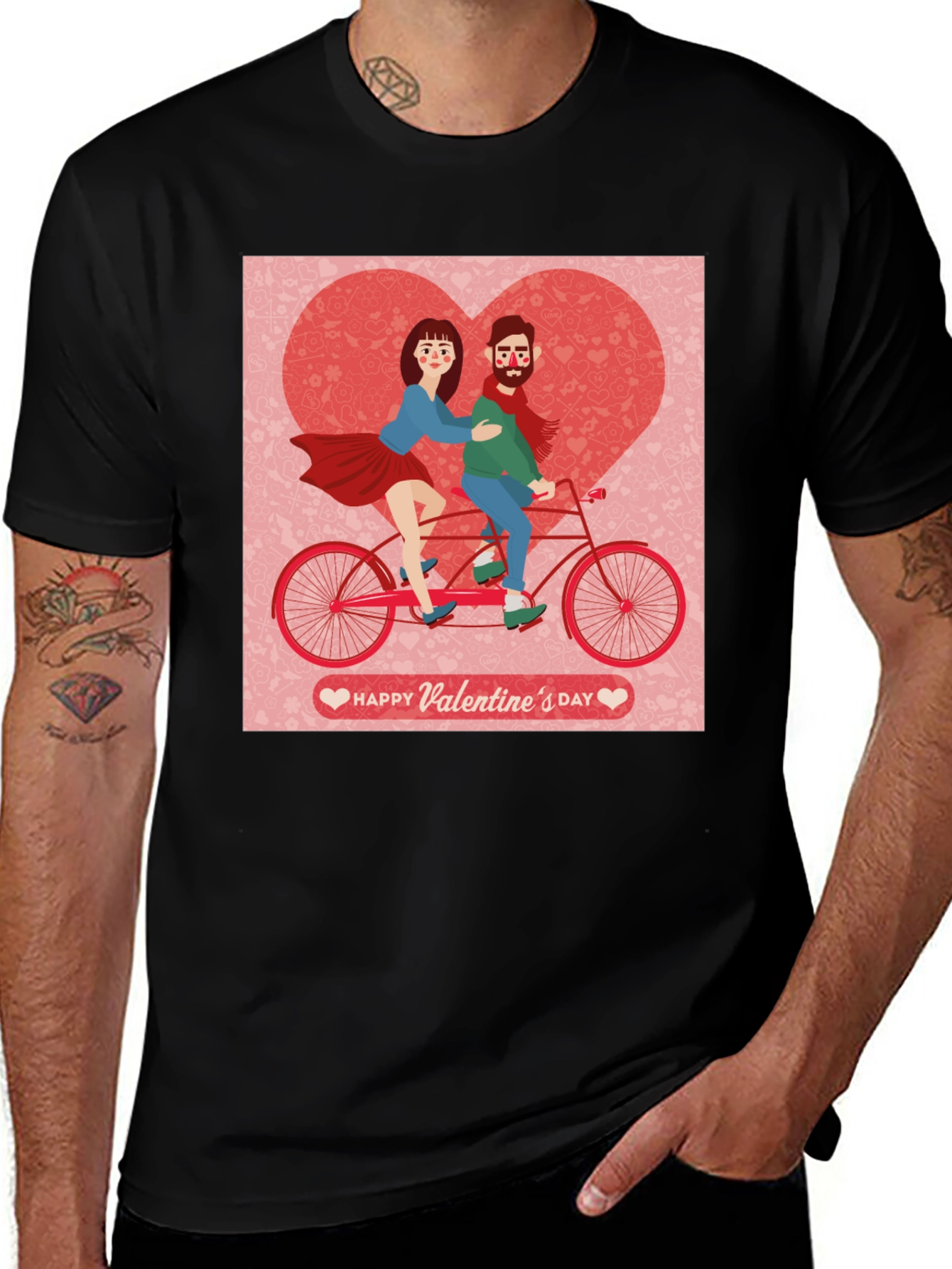 Valentine's Day Couple Tandem Bike T-Shirt
