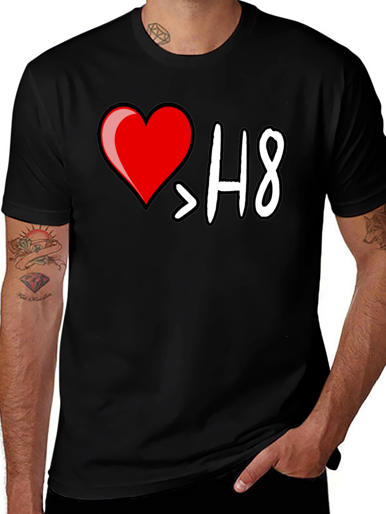 Variant 9 of I Heart > H8 Black Graphic T-Shirt