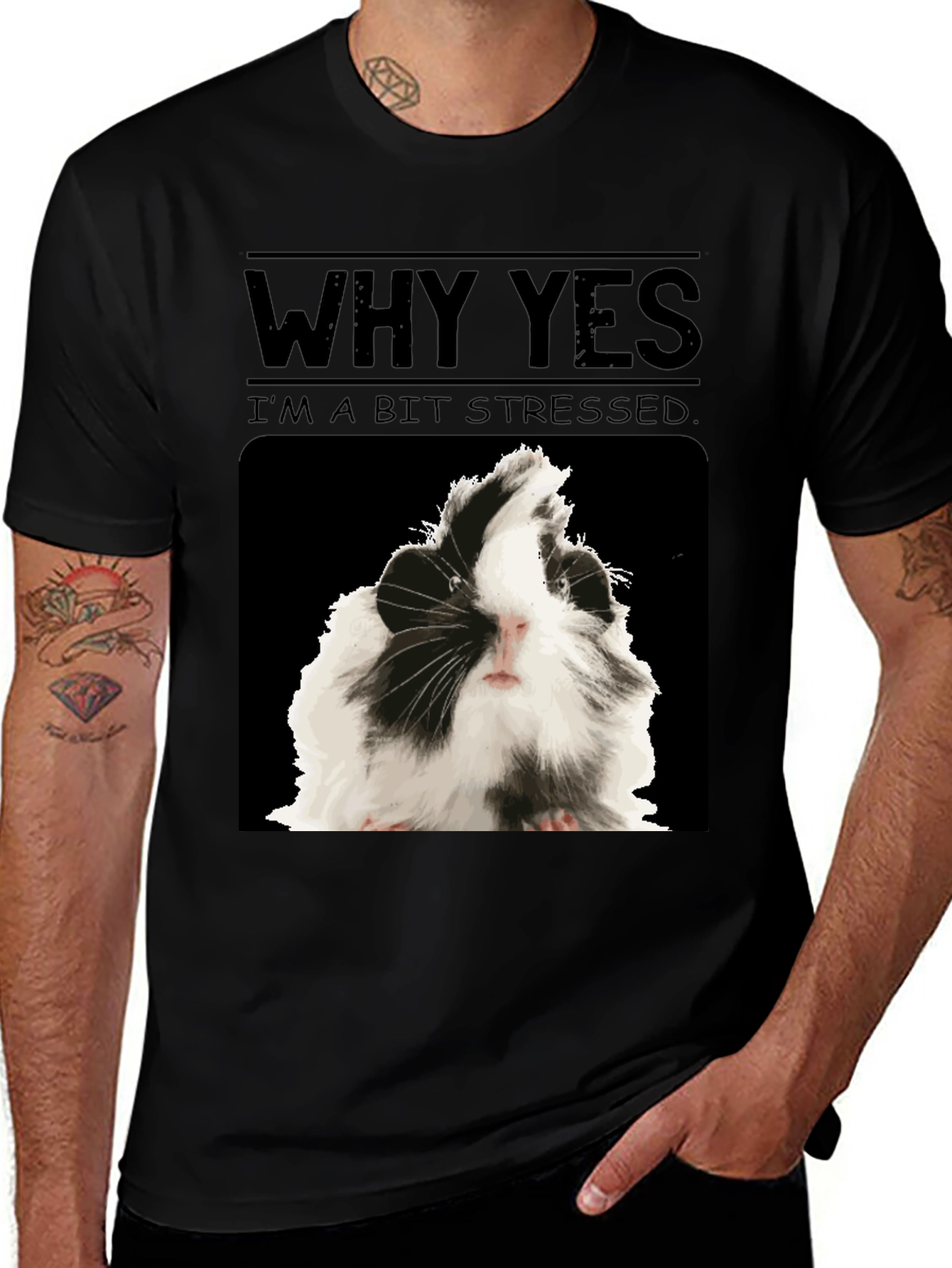 Variant 30 of Stressed Guinea Pig Graphic Tee - Funny T-Shirt