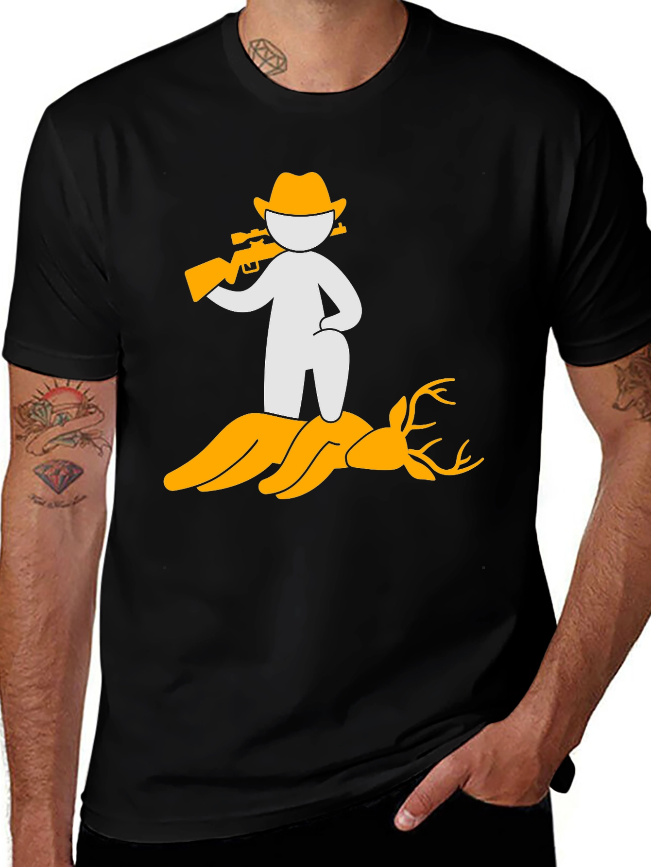 Variant 21 of Humorous Hunting T-Shirt - Man Over Deer Graphic Tee