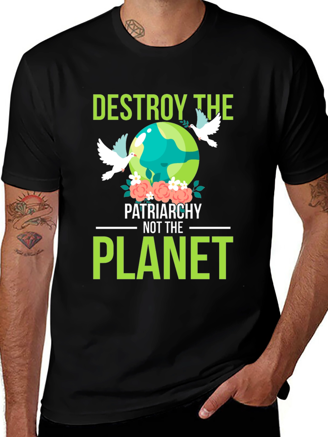 Destroy Patriarchy Planet Graphic T-Shirt