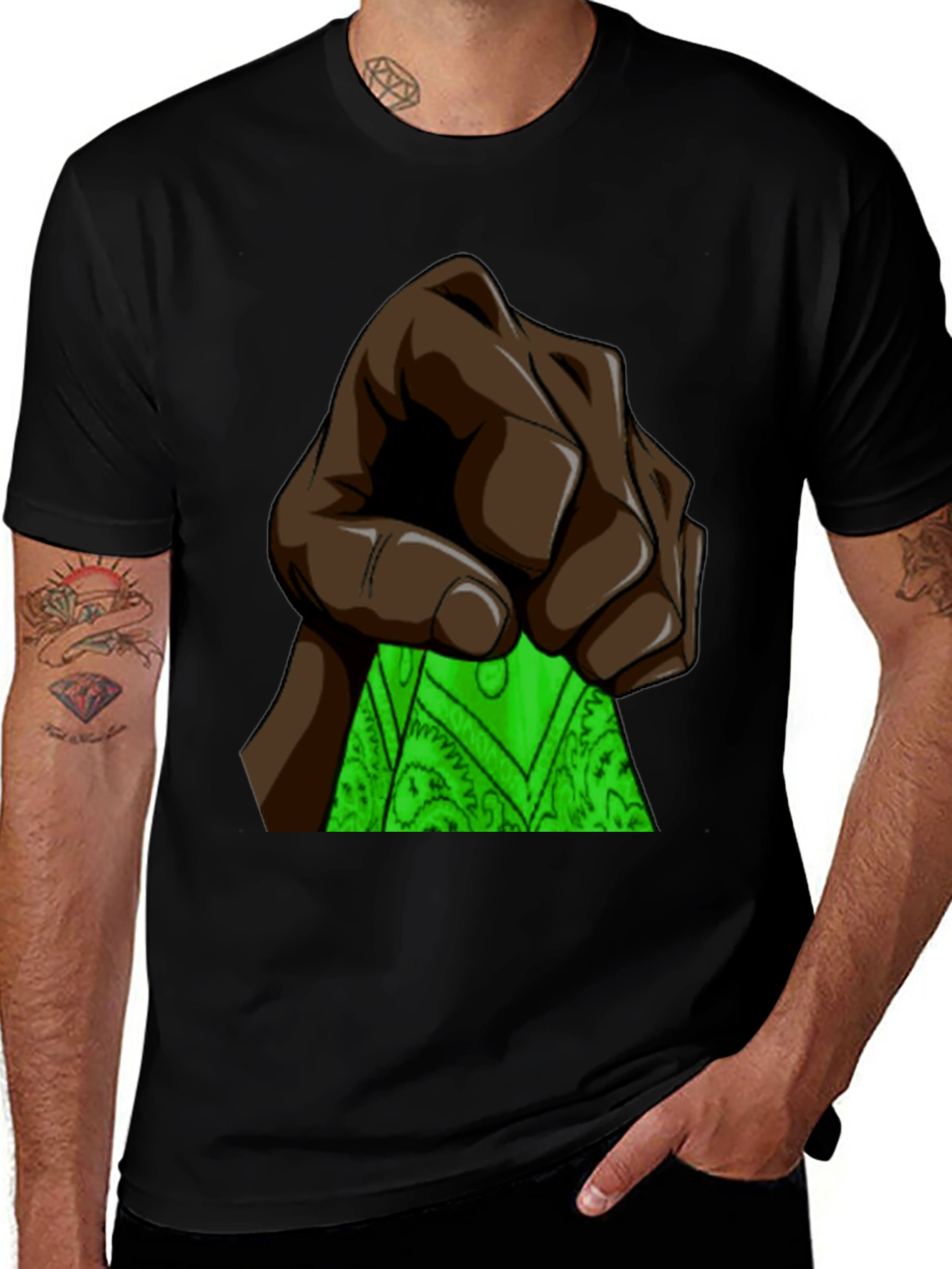 Variant 21 of Fist Holding Green Bandana Graphic T-Shirt