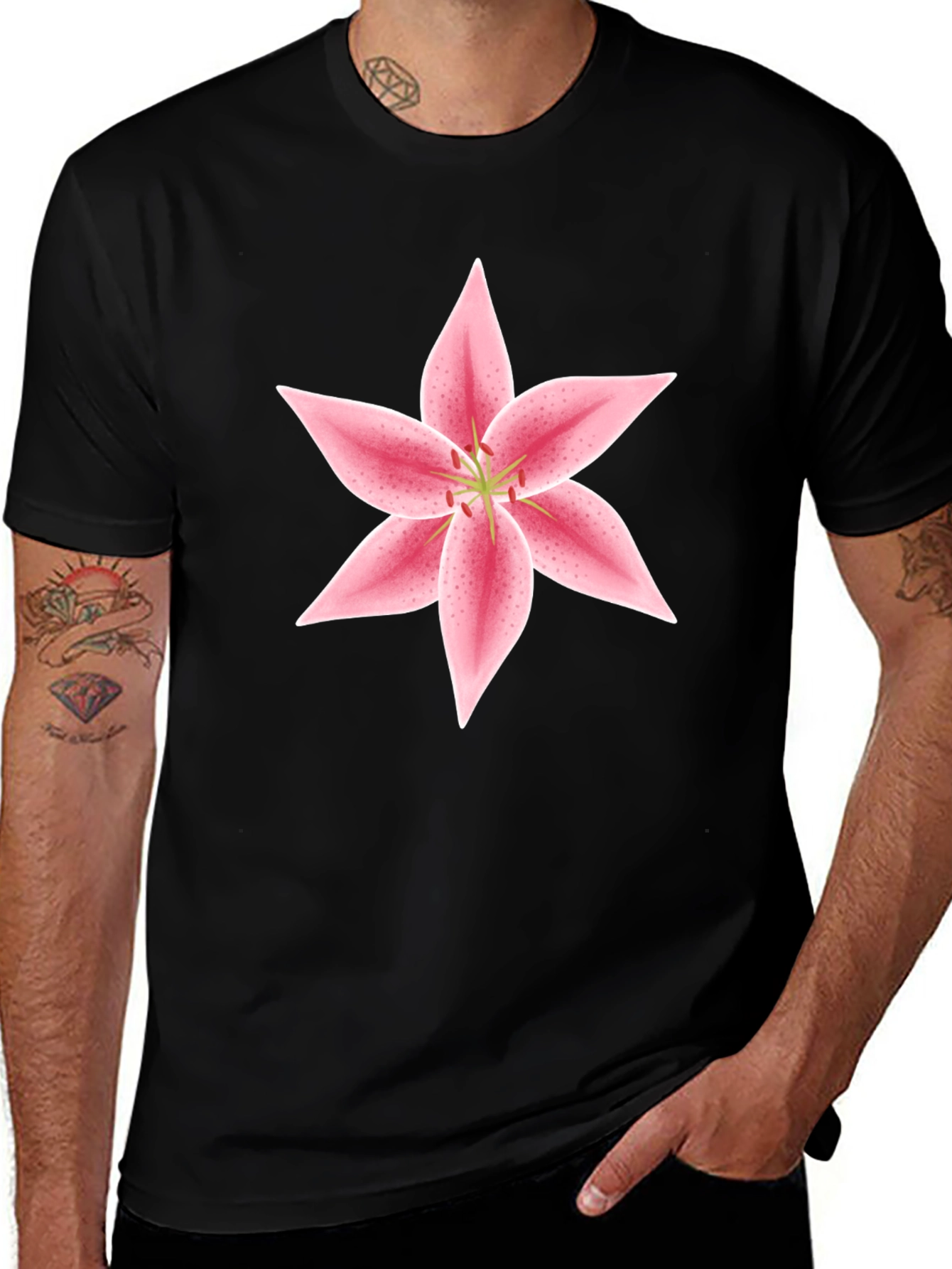 Variant 29 of Pink Lily Flower Graphic T-Shirt