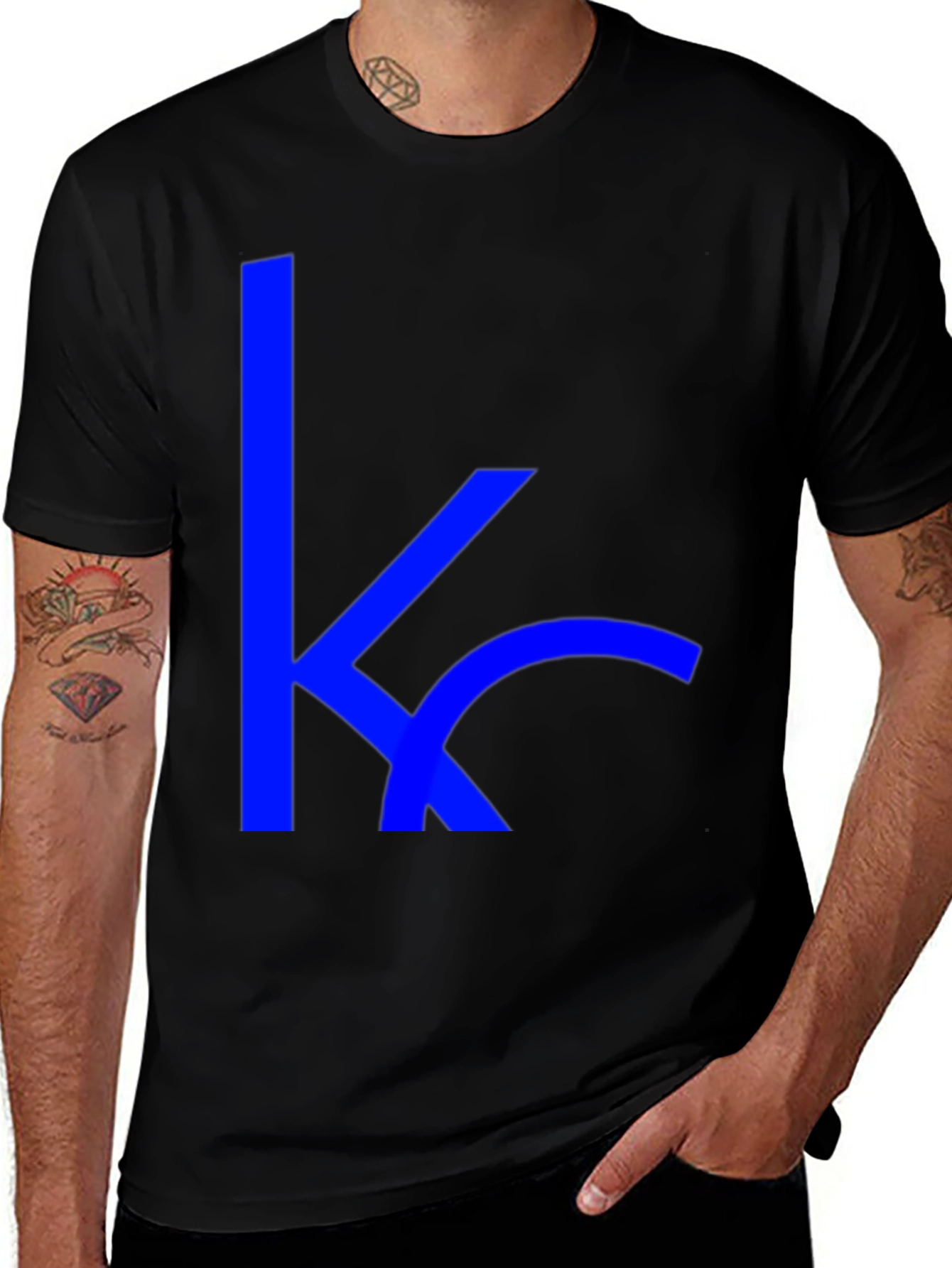 Blue KC Initial Black T-Shirt