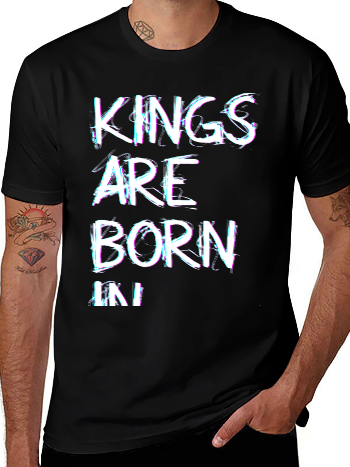 Variant 13 of Kings Are Born In T-Shirt - Black