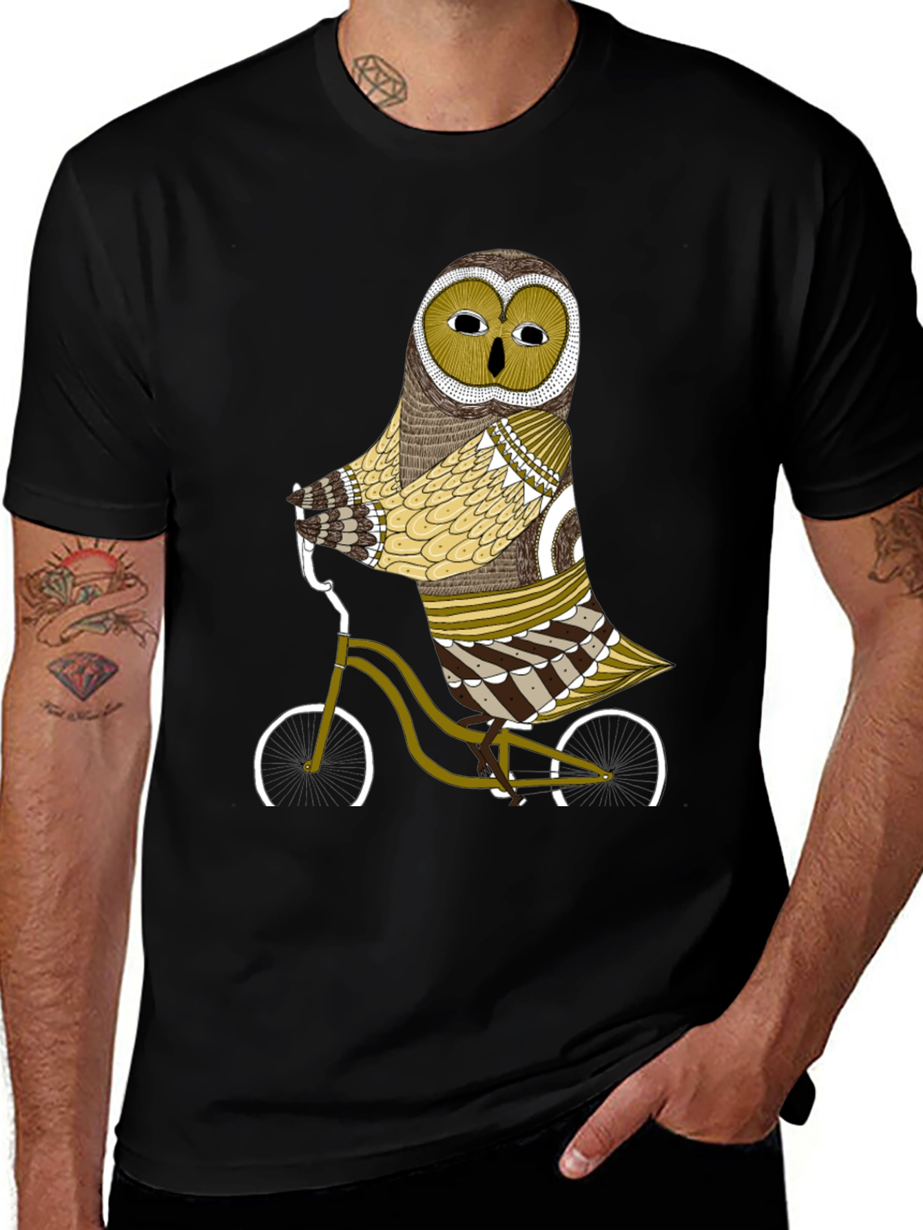 Variant 26 of Owl on Bike Graphic Tee