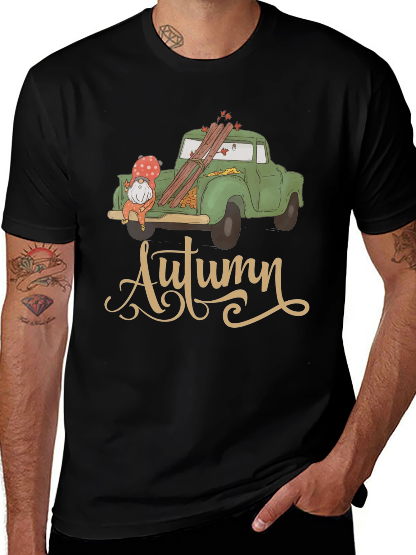 Variant 19 of Autumn Gnome Truck T-Shirt - Fall Harvest Tee
