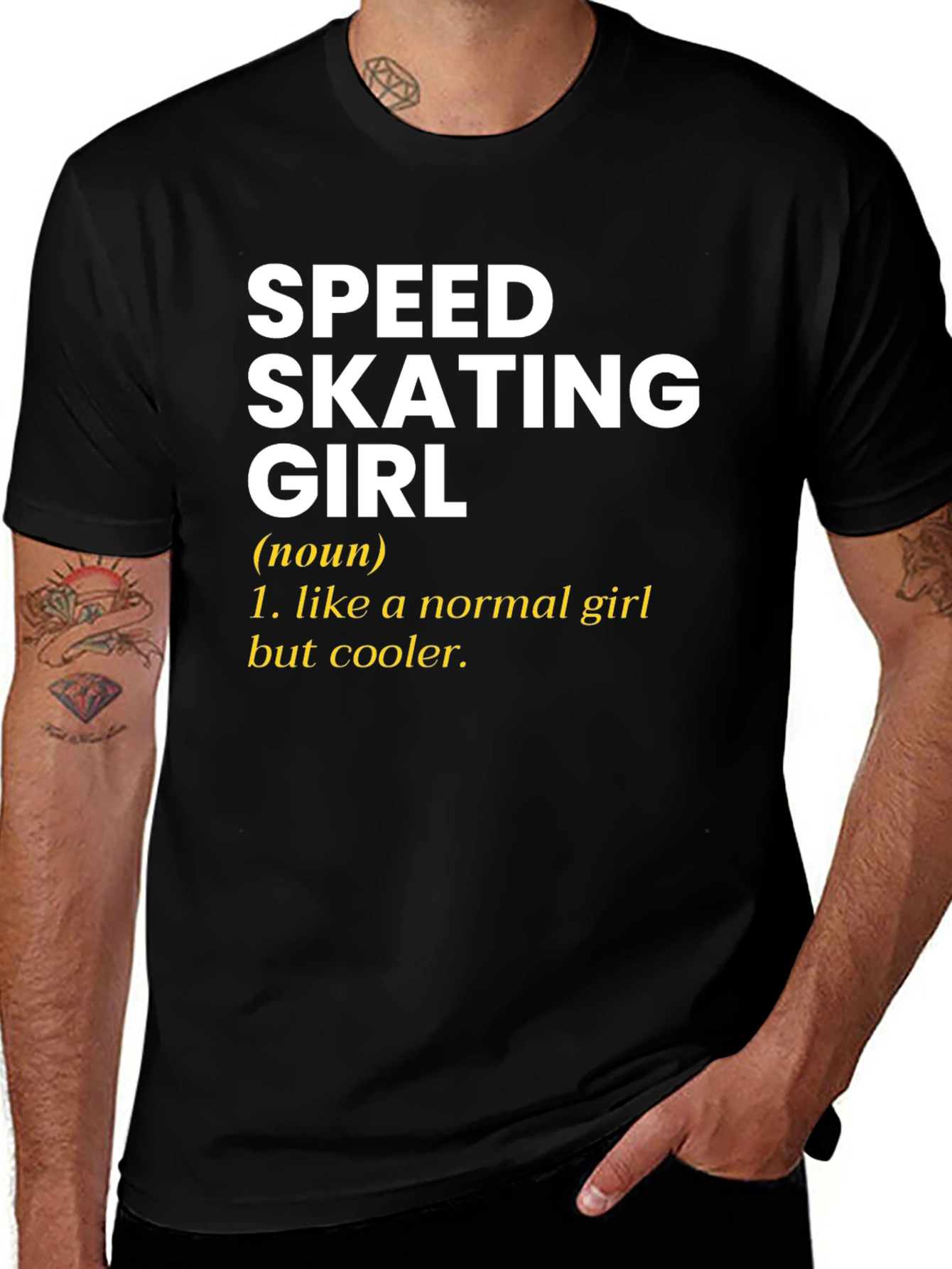 Variant 11 of Speed Skating Girl T-Shirt - Black Cotton Tee