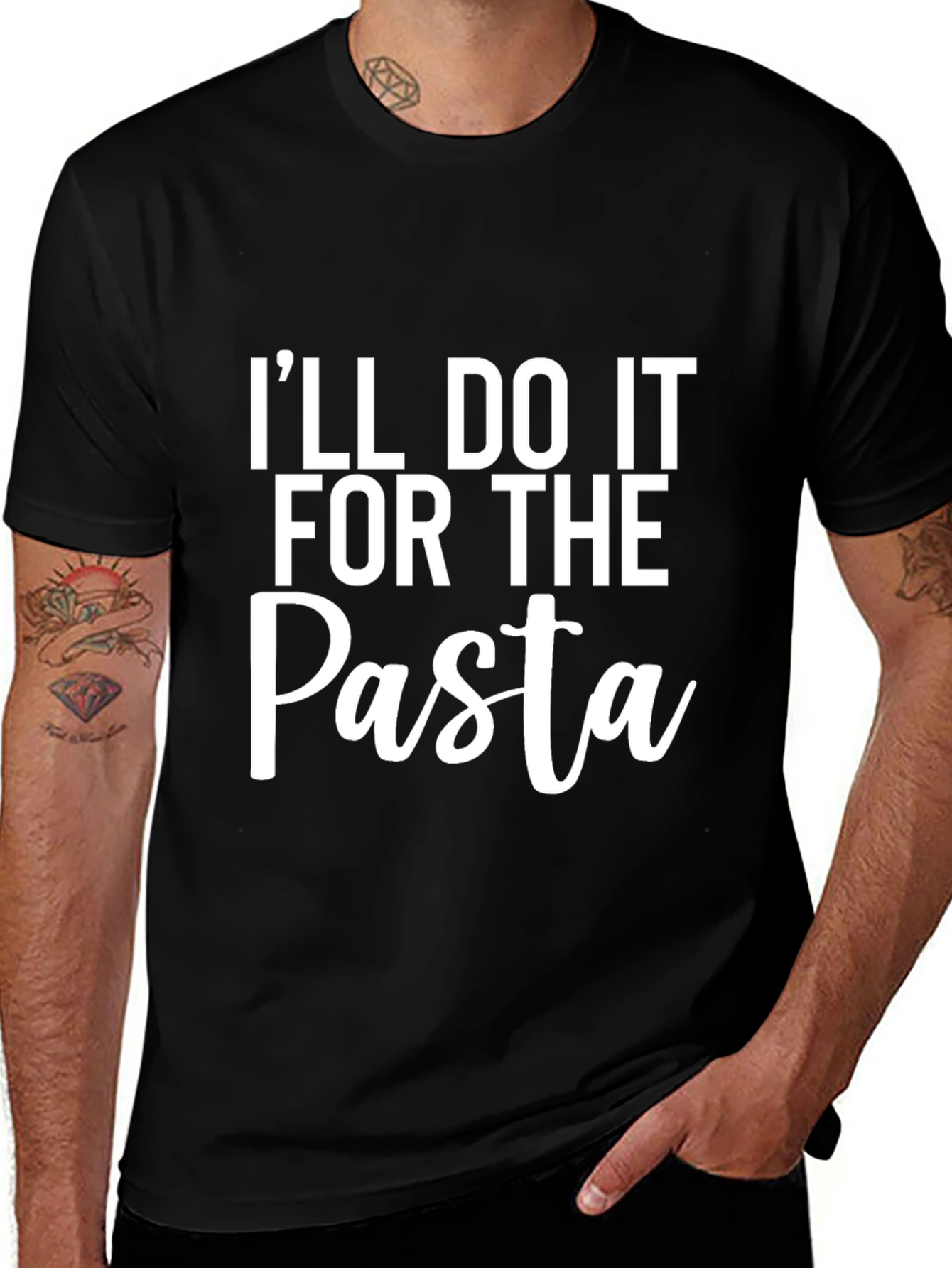 Black Funny Pasta Lover T-Shirt - I'll Do It For The Pasta main image