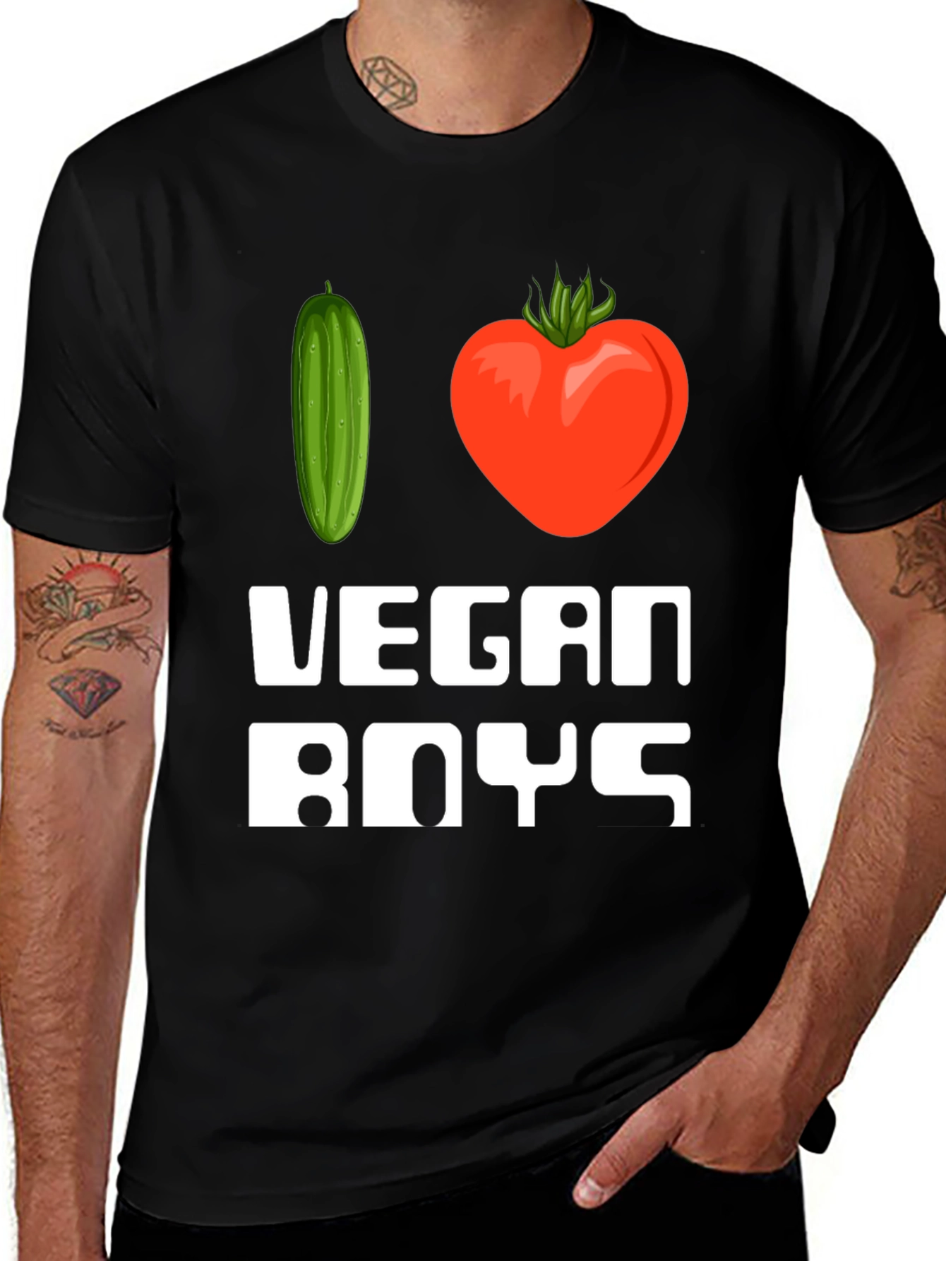 Variant 25 of I Heart Vegan Boys T-Shirt Funny Vegetarian Tee