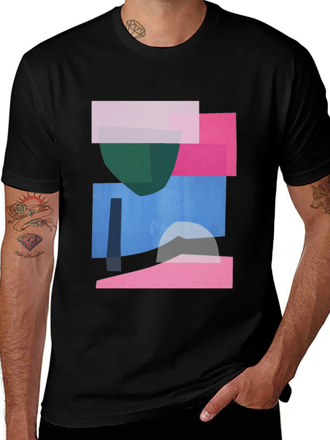 Variant 7 of Abstract Geometric Graphic Print Crew Neck T-Shirt