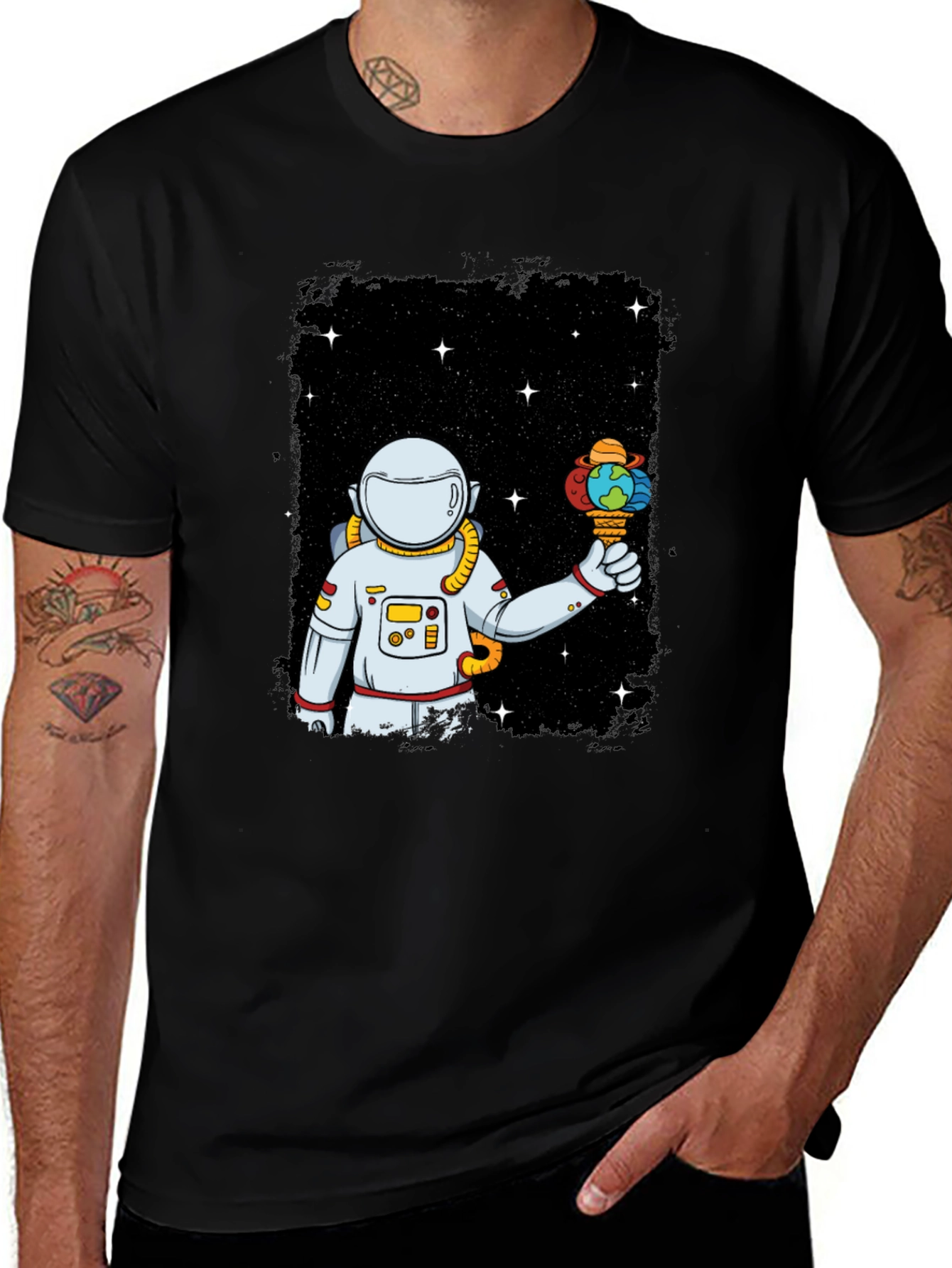 Variant 17 of Astronaut Earth Ice Cream Graphic T-Shirt