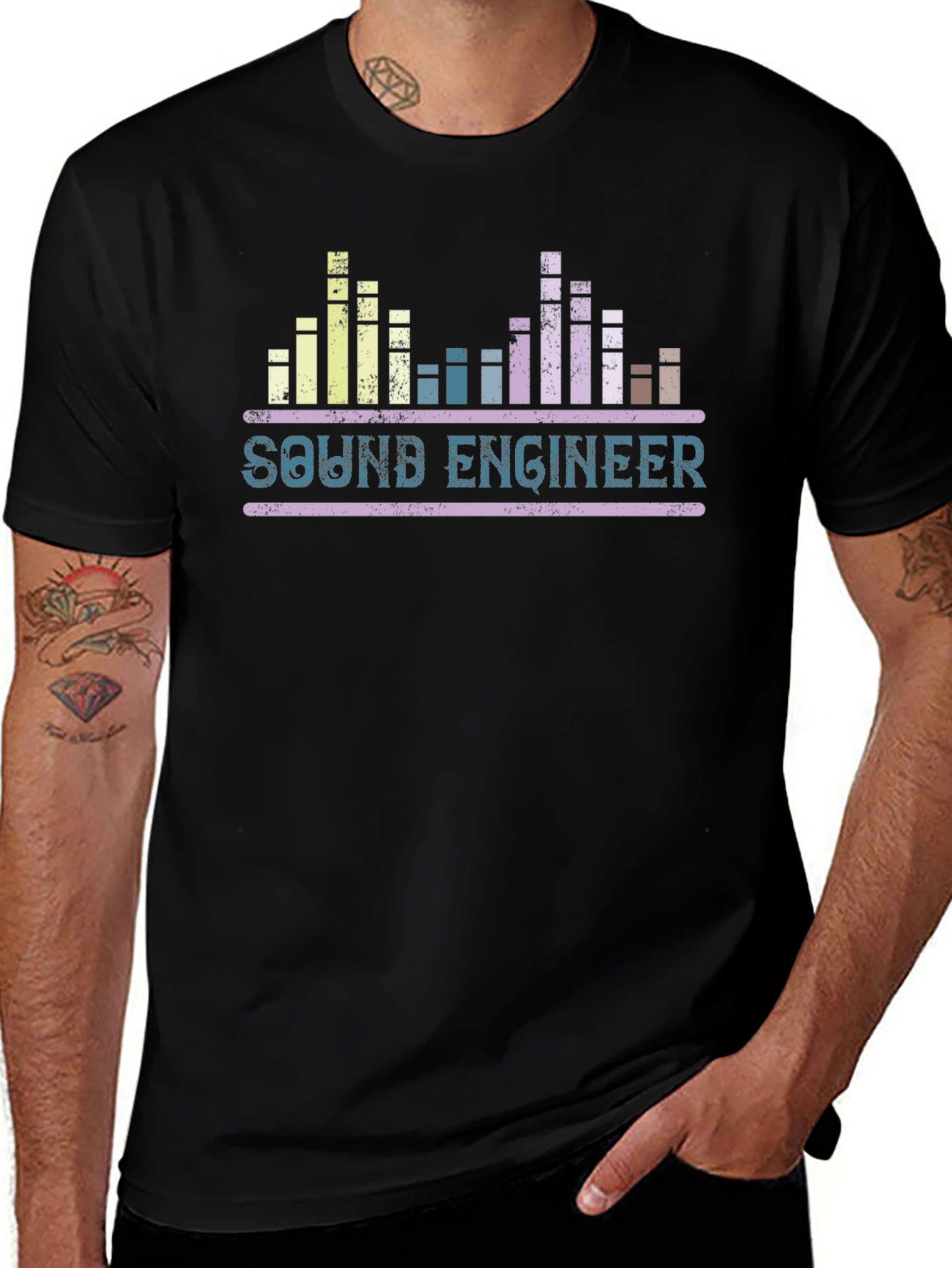 Variant 14 of Sound Engineer Graphic Tee - Black T-Shirt