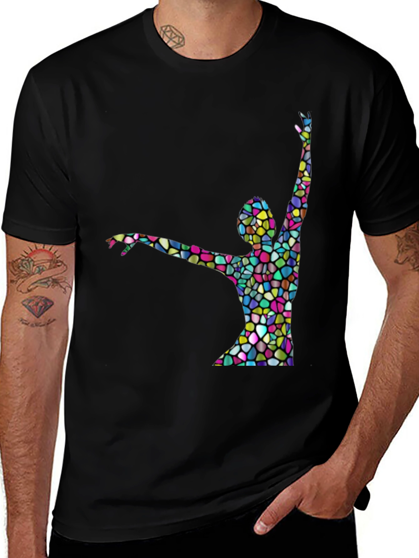 Variant 9 of Stained Glass Dancer Graphic Black T-Shirt