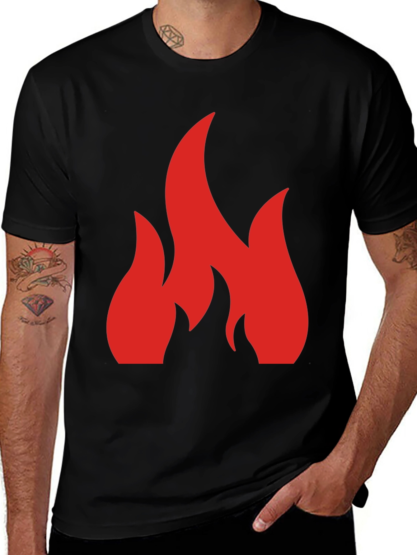 Variant 15 of Flame Graphic Black Tee - Bold Statement Shirt
