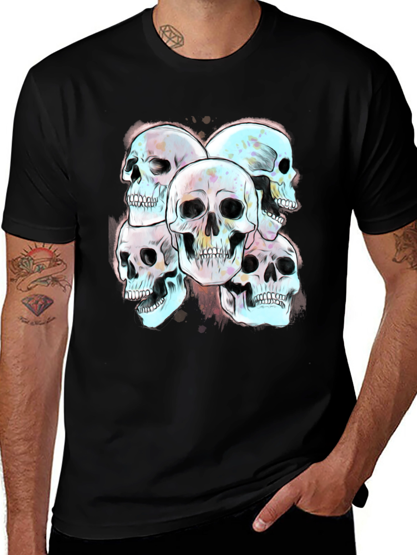 Variant 20 of Skull Graphic Print Men's Tee - Edgy Style