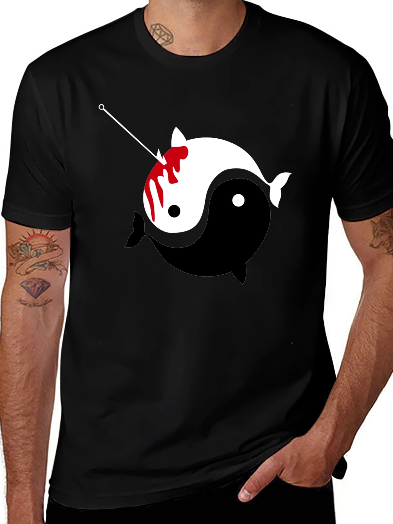 Variant 27 of Yin Yang Narwhal Graphic Tee