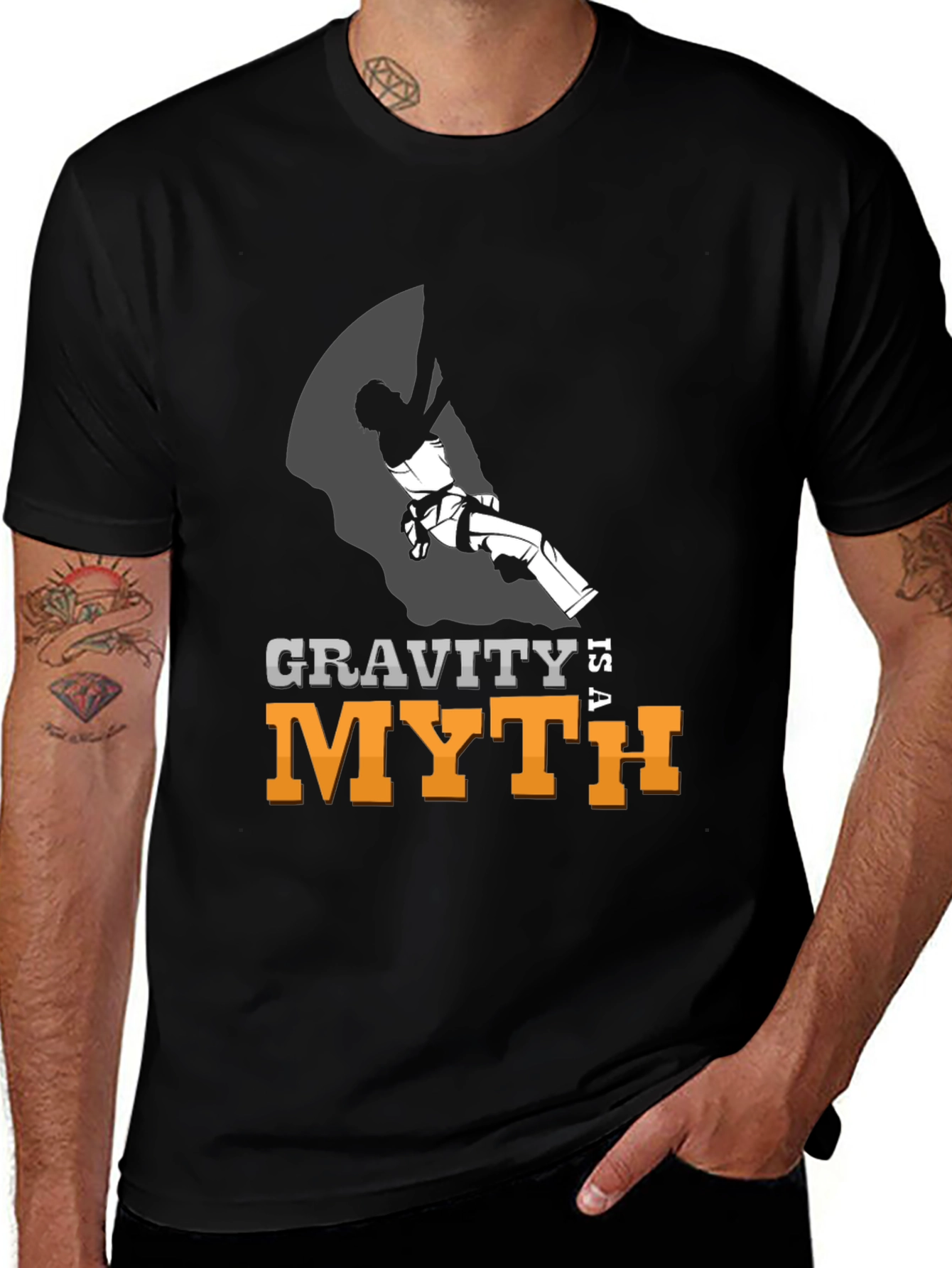 Variant 23 of Gravity is a Myth Climbing T-Shirt - Black