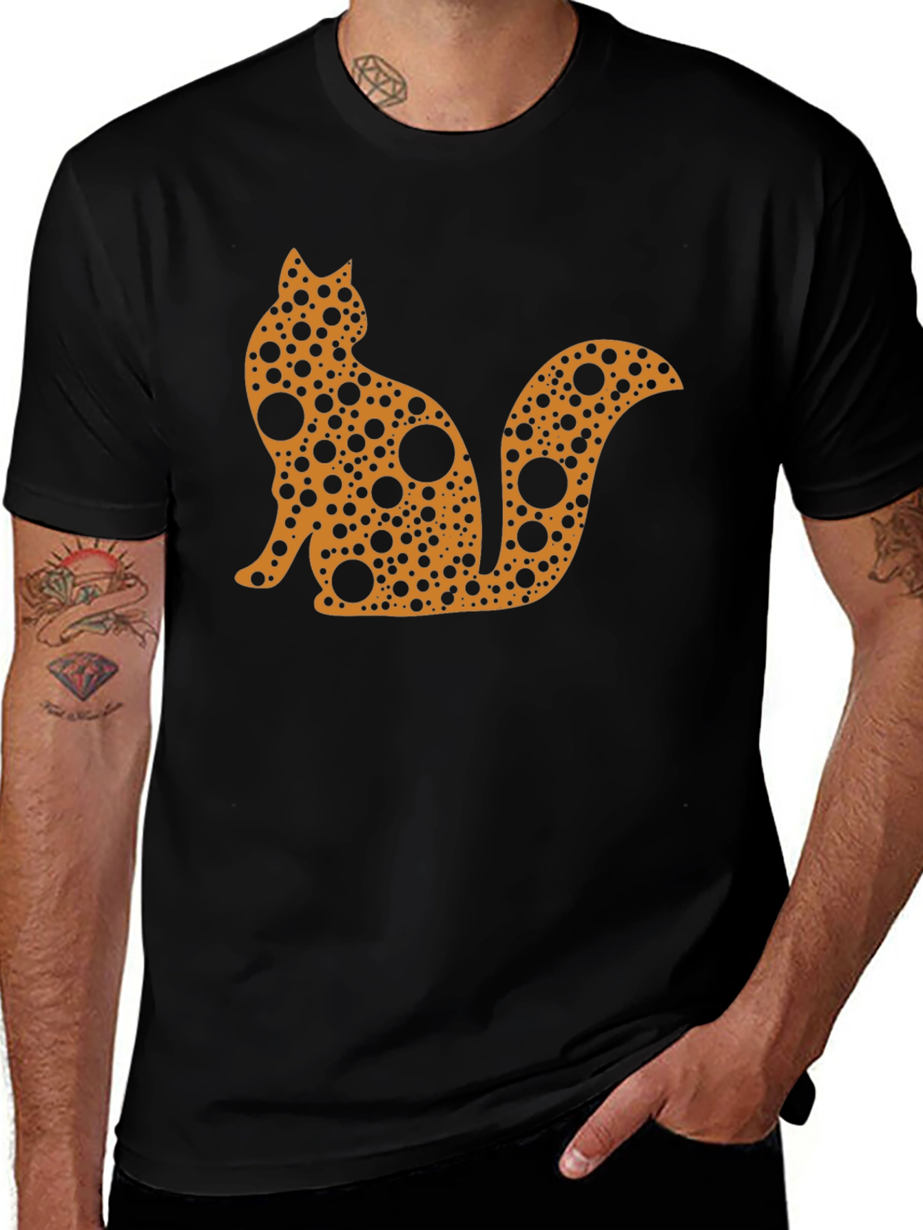 Variant 14 of Abstract Cat T-Shirt - Black