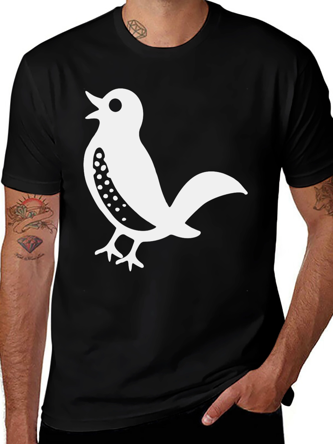 Variant 8 of Black T-Shirt with Bird Design
