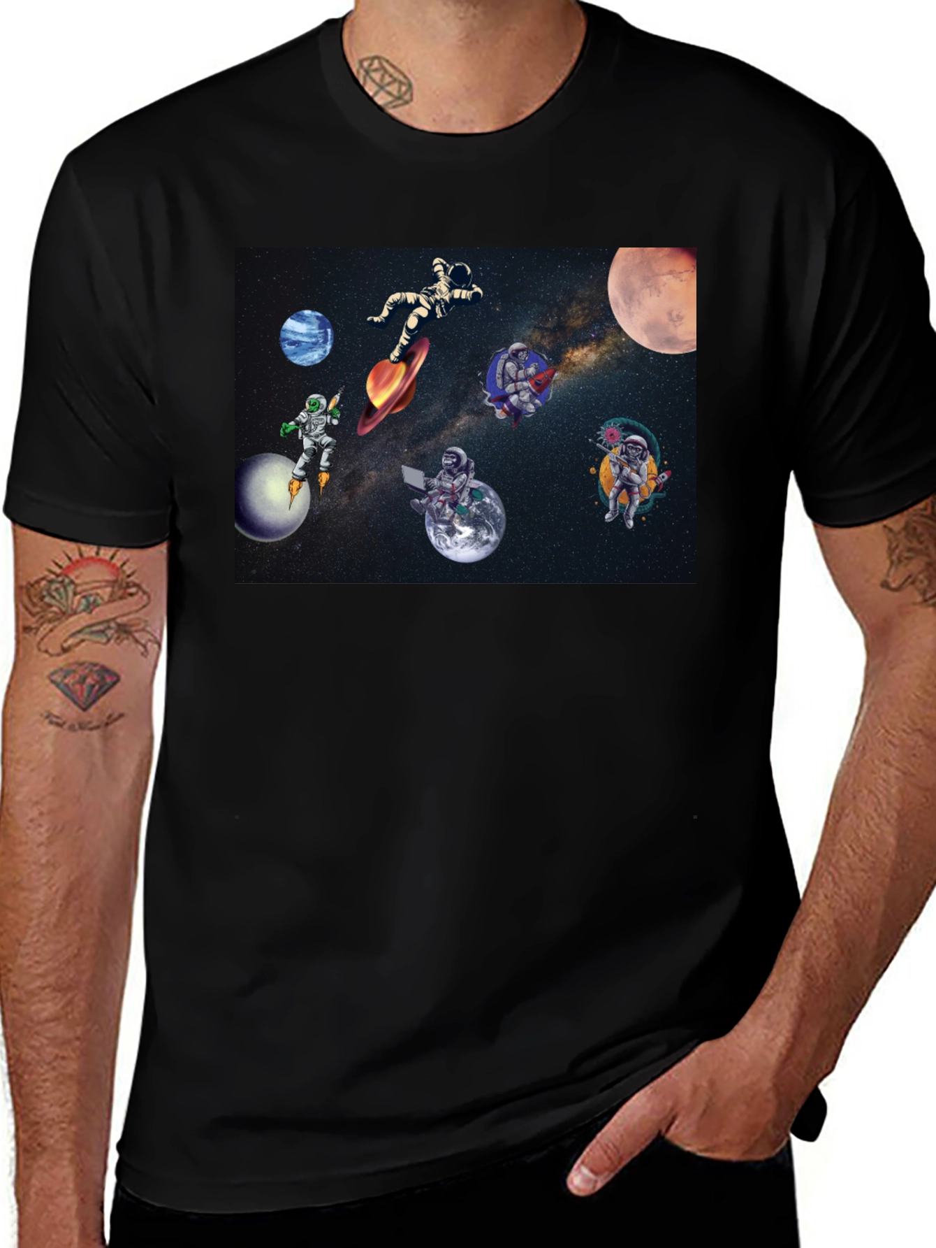 Variant 8 of Astronaut Galaxy Black T-Shirt