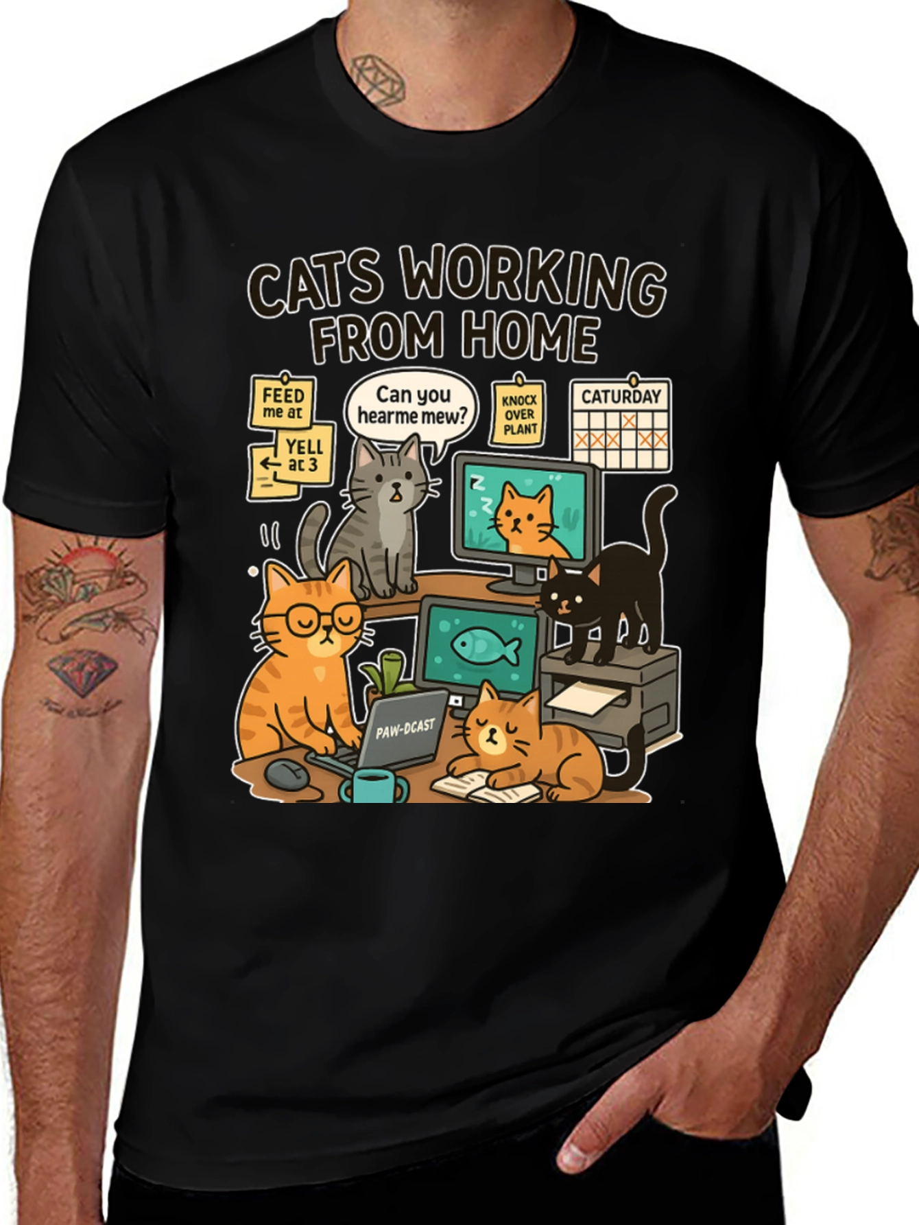 Variant 15 of Cats Working From Home T-Shirt