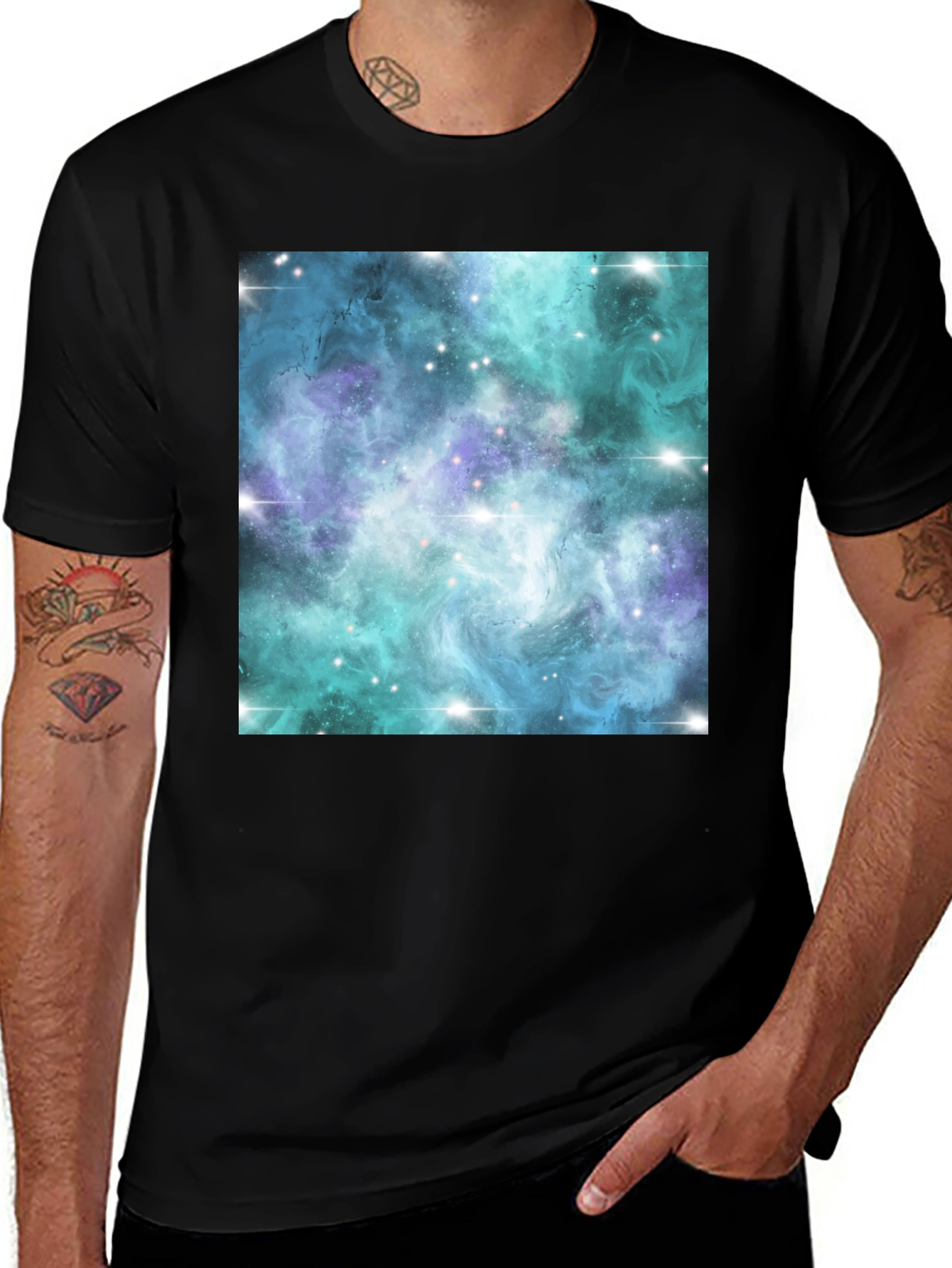 Variant 22 of Nebula Print Black T-Shirt