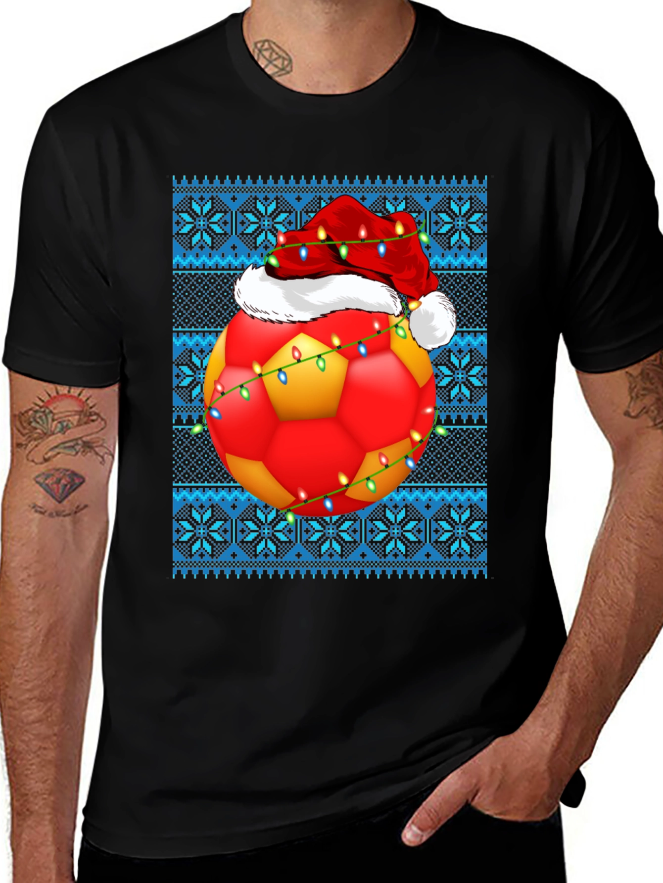 Variant 17 of Festive Soccer Ball Christmas T-Shirt