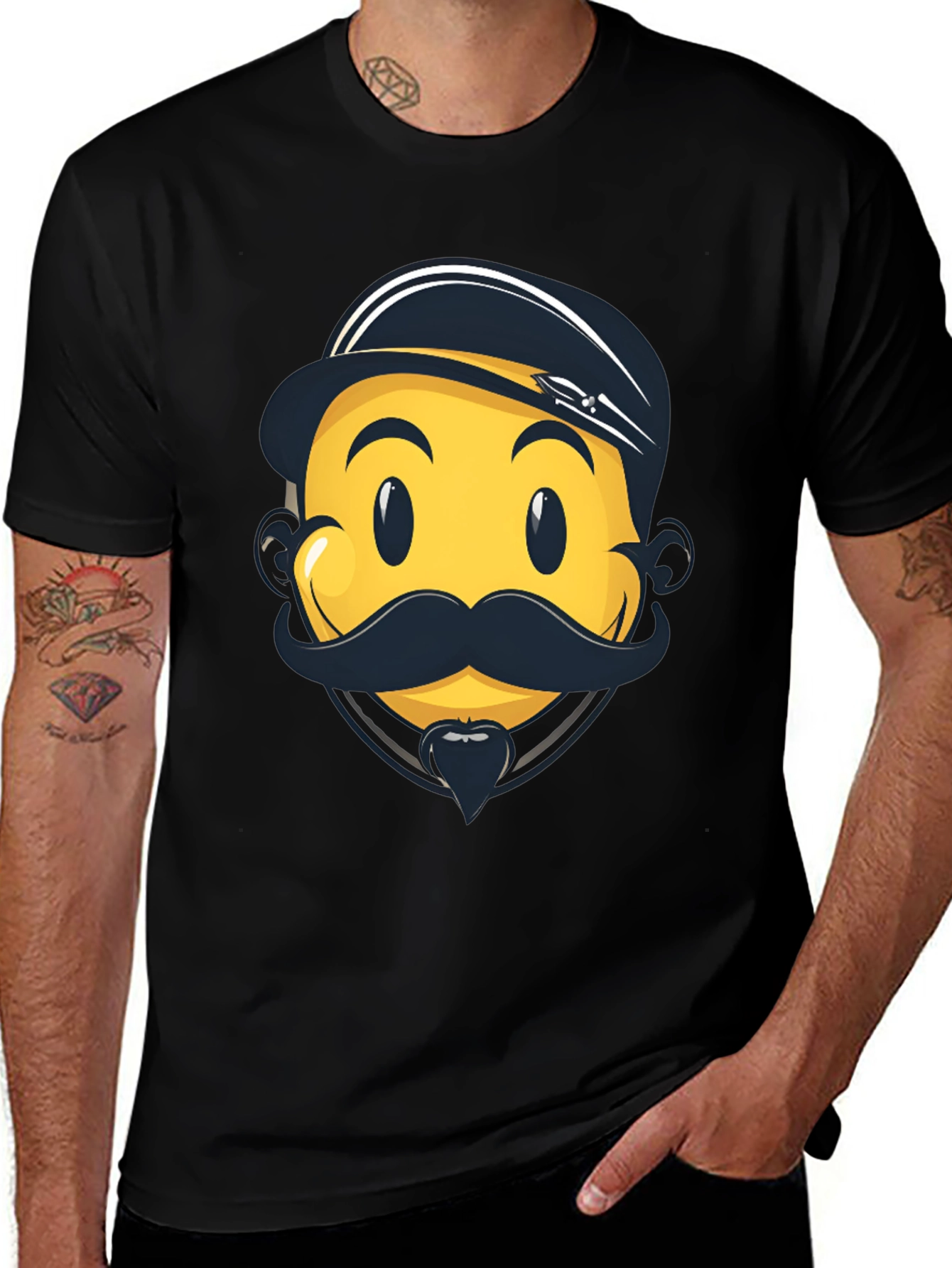 Variant 10 of Emoji Captain Graphic Tee - Black Cotton Comfort